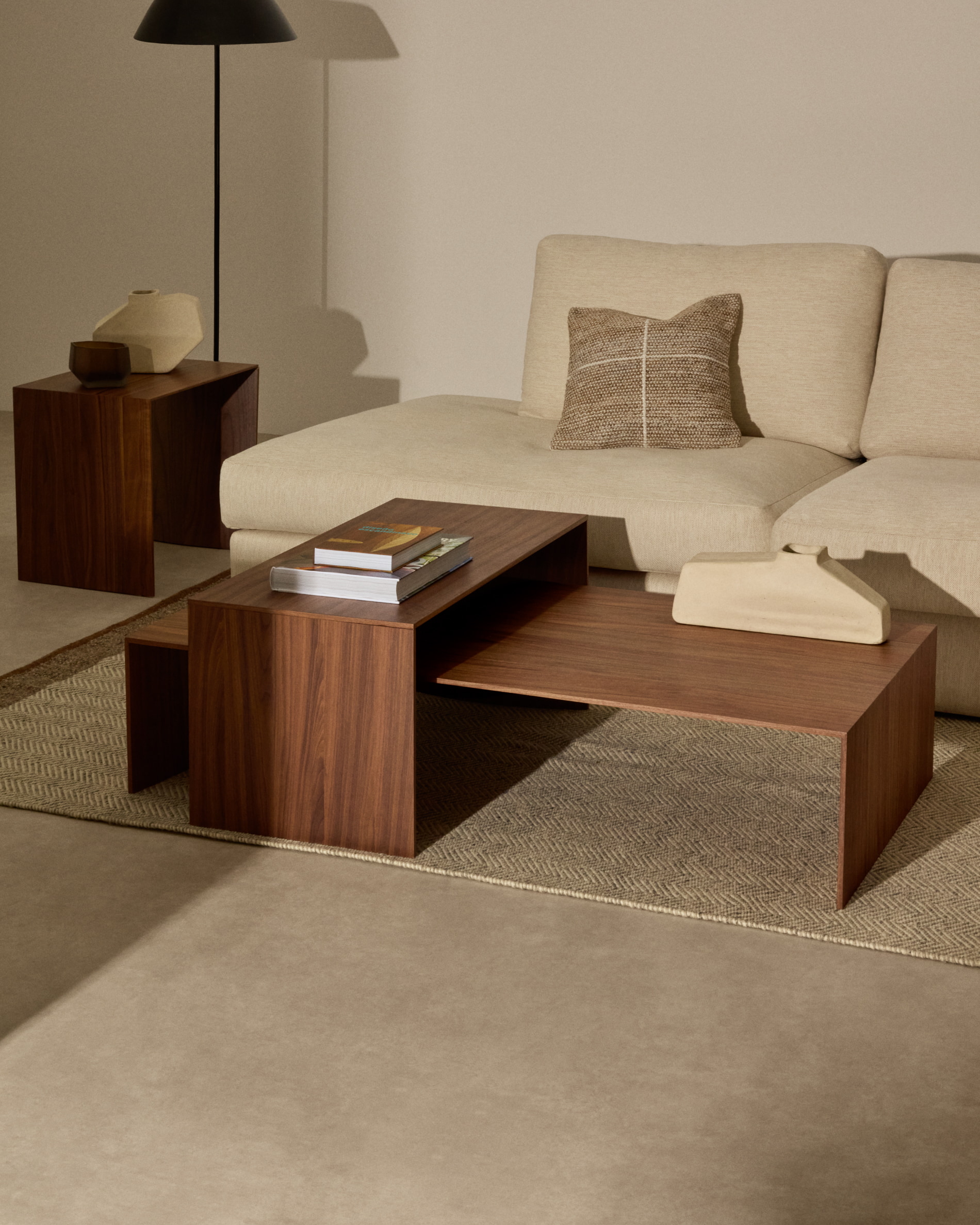 Kave Home Salontafel 'Litto' Walnoot, 140 x 70cm, kleur Bruin