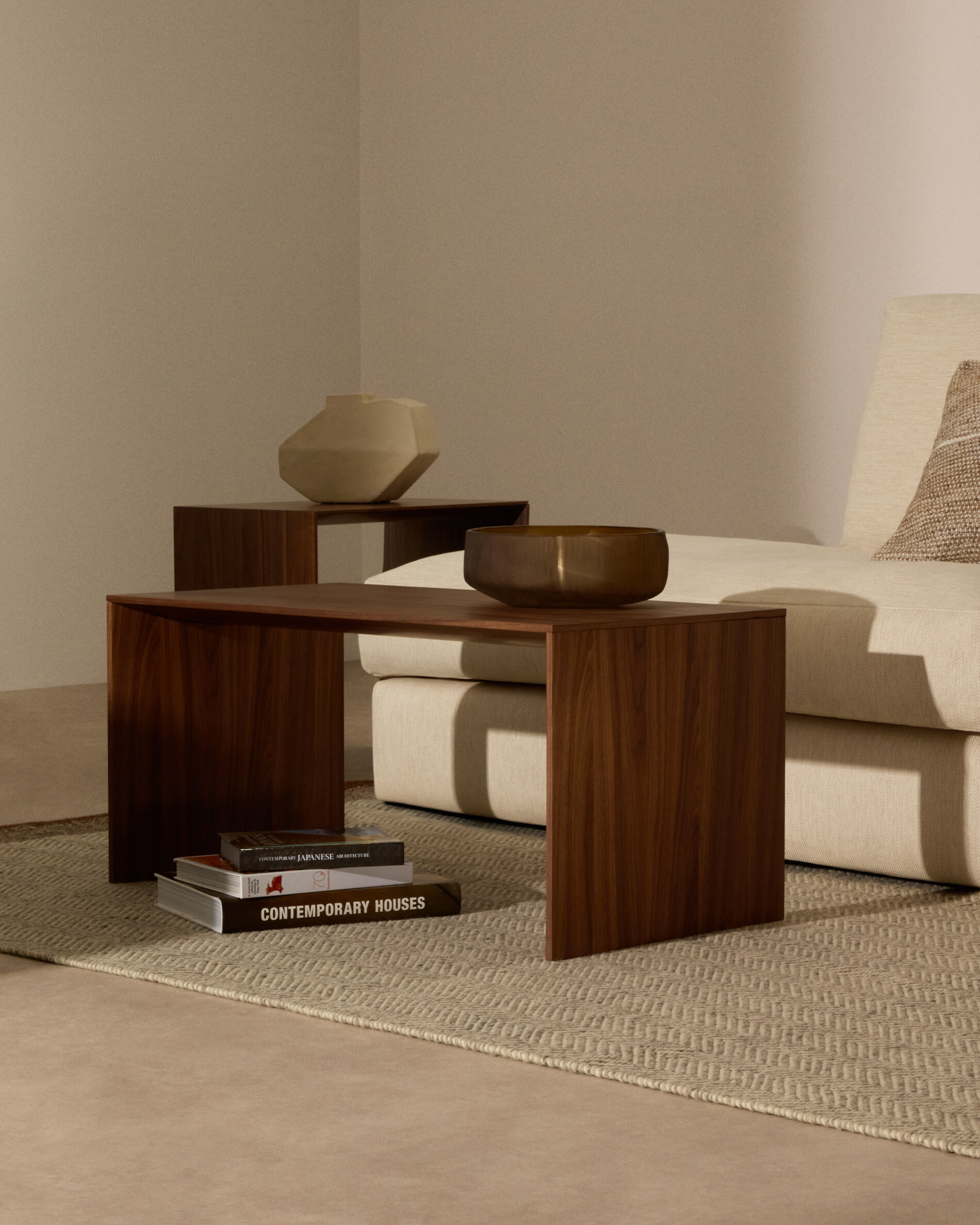 Kave Home Salontafel 'Litto' Walnoot, 90 x 45cm, kleur Bruin
