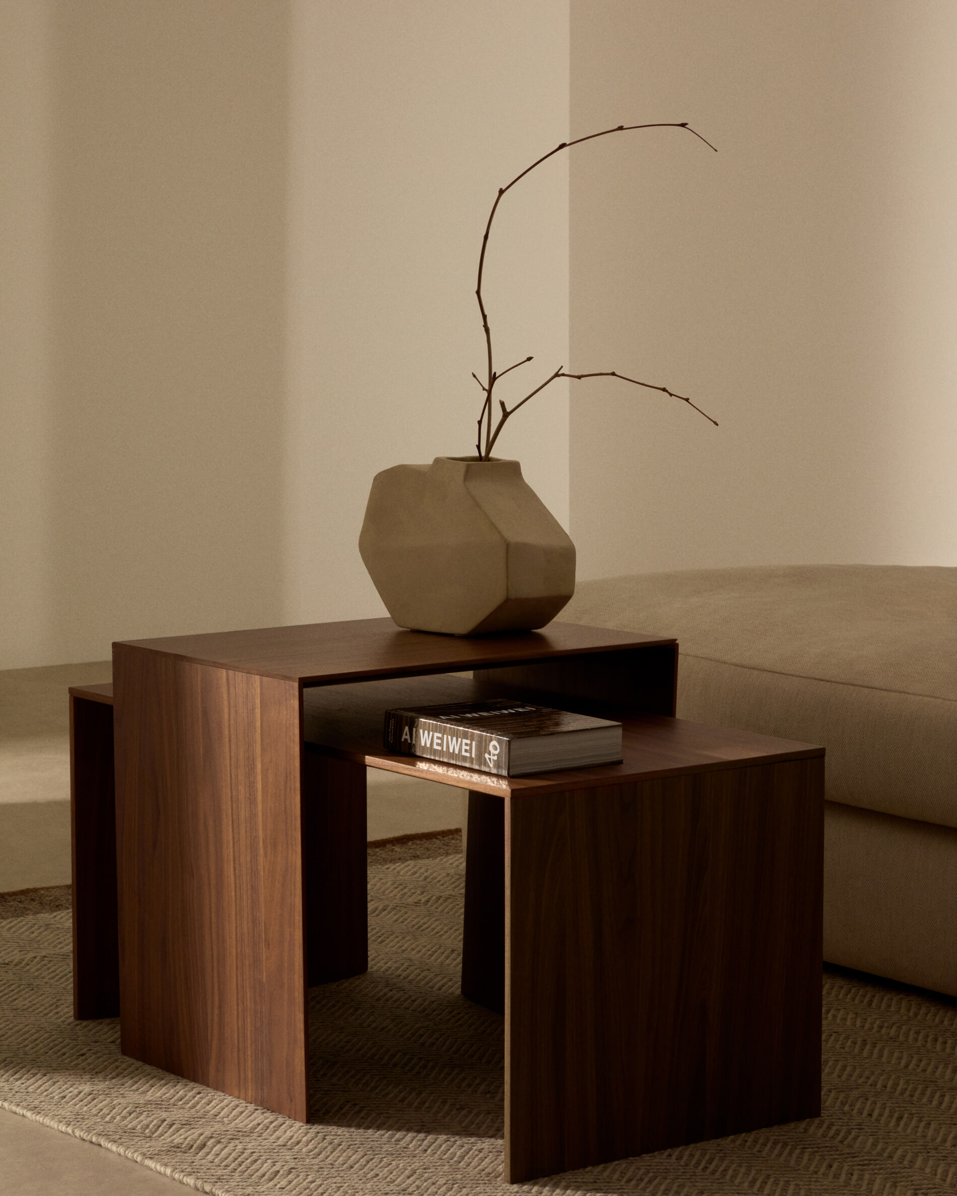 Kave Home Salontafel 'Litto' Walnoot, 90 x 45cm, kleur Bruin