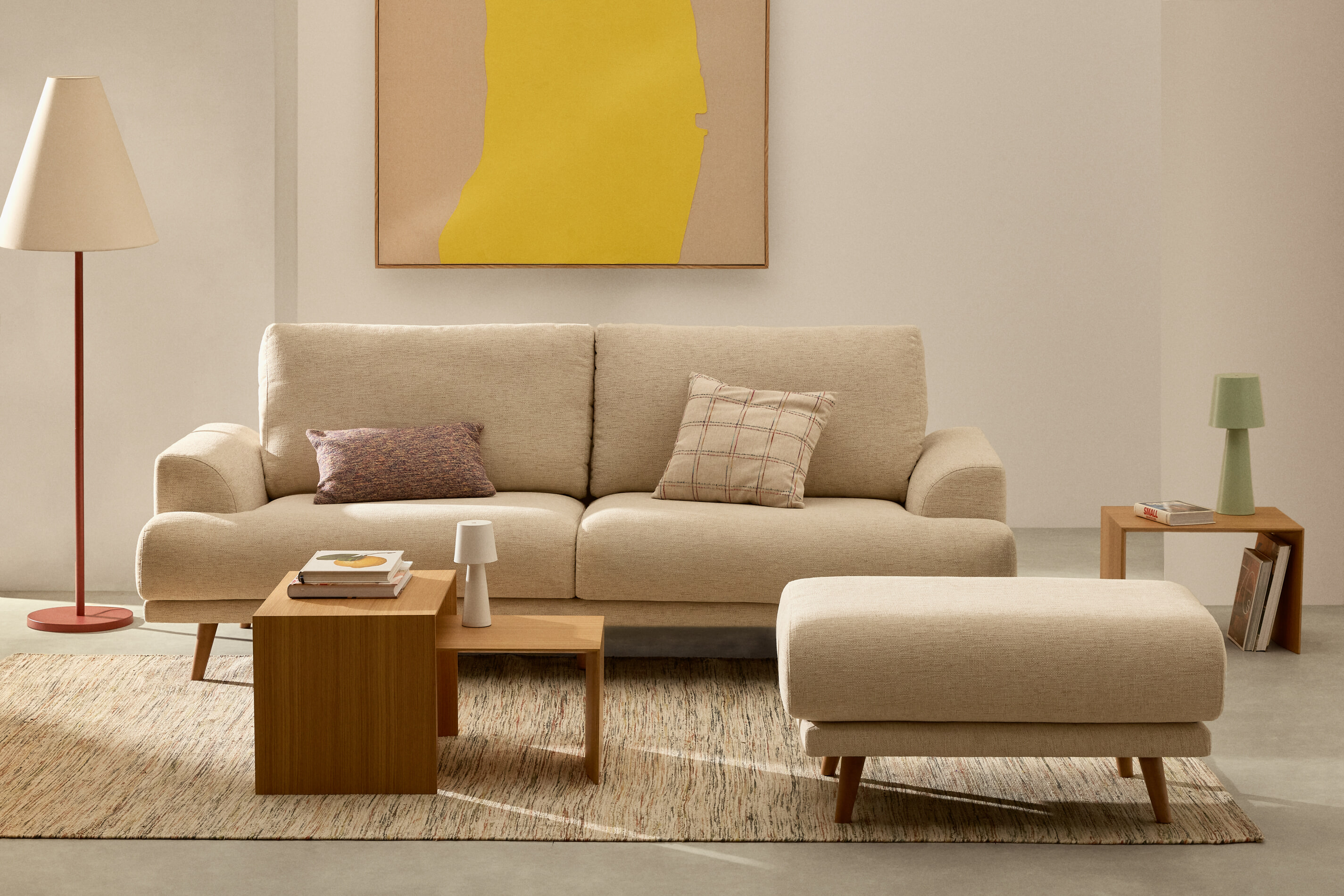 Kave Home Bijzettafel 'Litto' Eiken, Set van 3 stuks, kleur Naturel