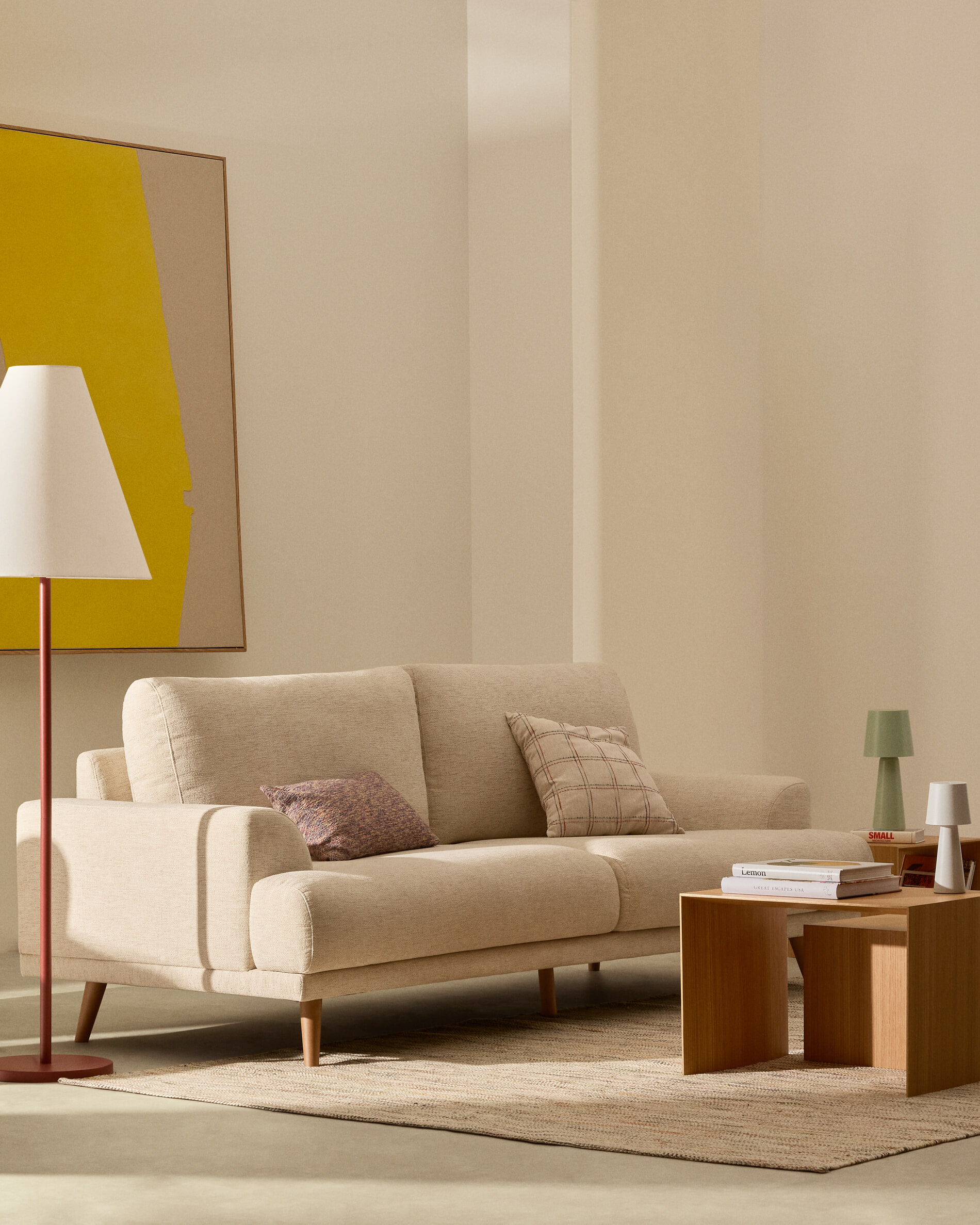 Kave Home Bijzettafel 'Litto' Eiken, Set van 3 stuks, kleur Naturel