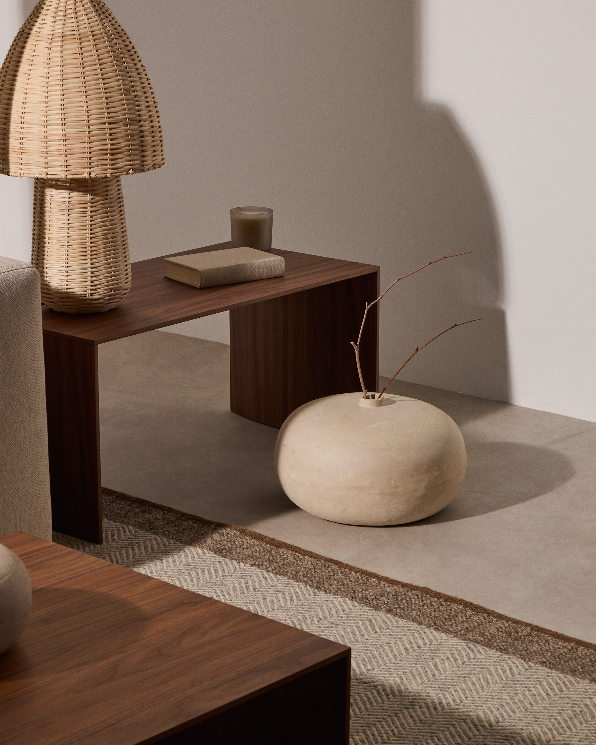Kave Home Bijzettafel 'Litto' Walnoot, Set van 3 stuks, kleur Bruin