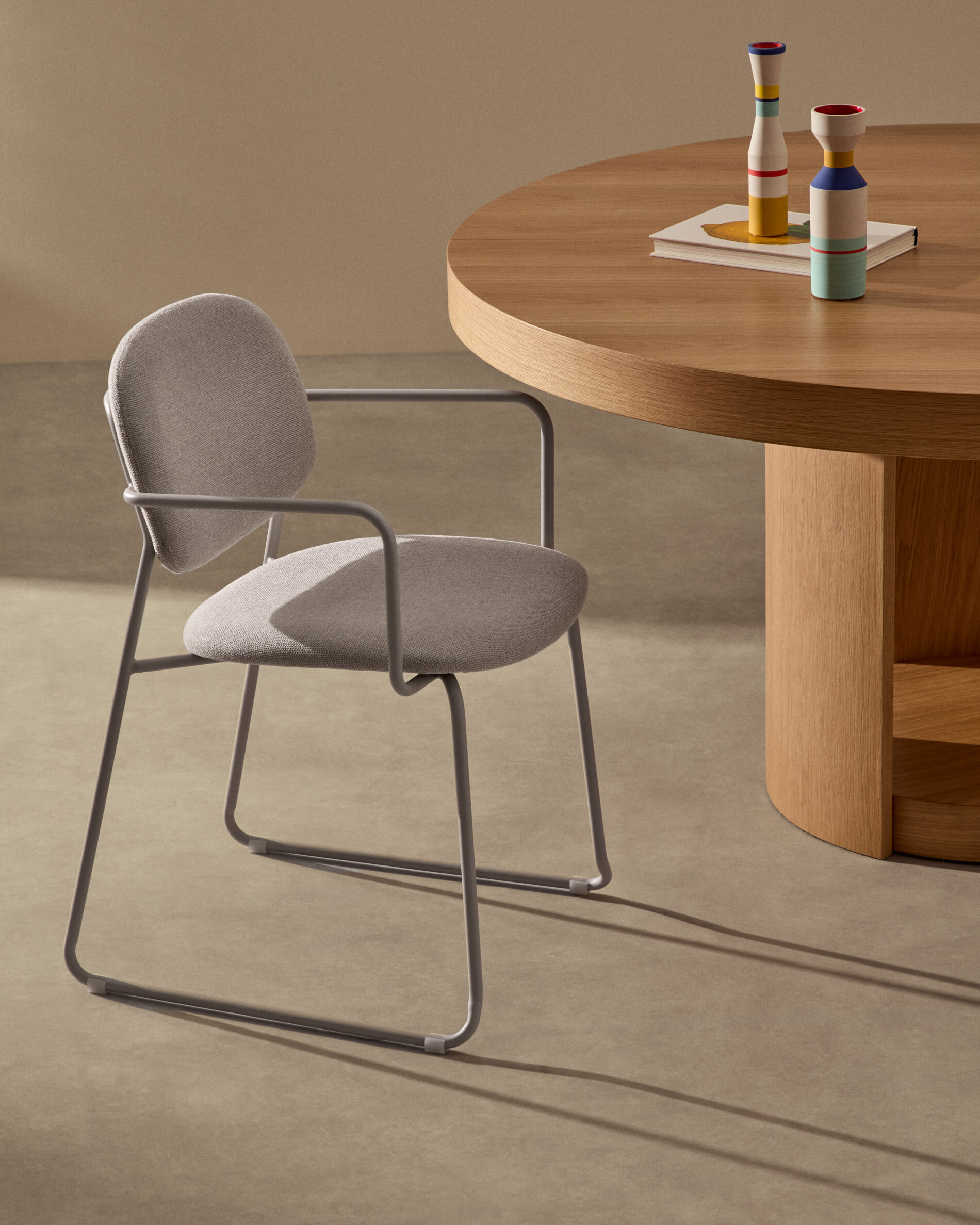 Kave Home Eetkamerstoel 'Meli' Chenille, kleur Beige