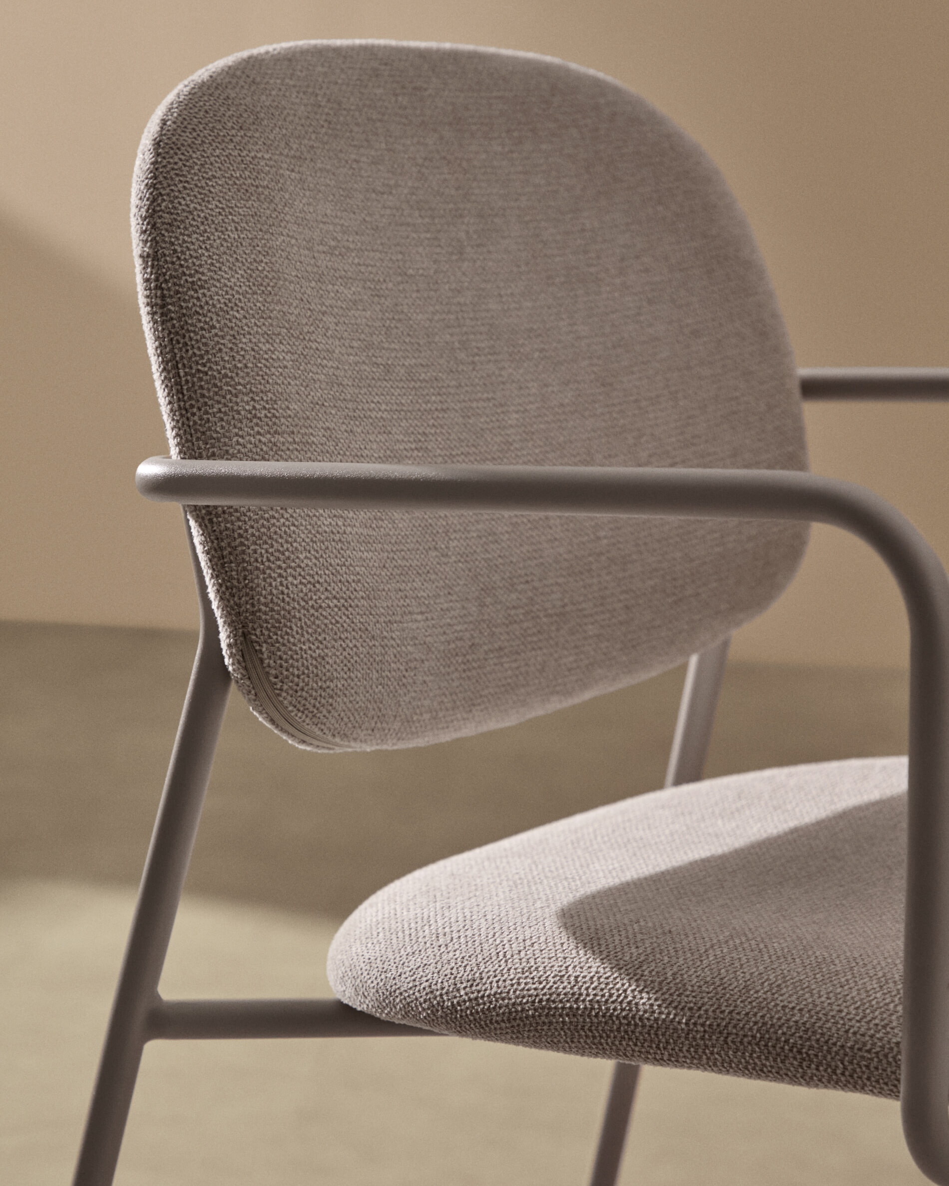 Kave Home Eetkamerstoel 'Meli' Chenille, kleur Beige