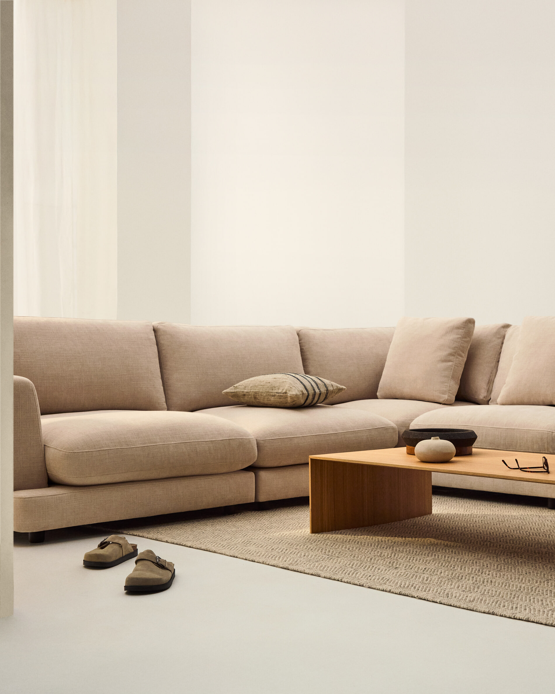 Kave Home 6-zits Hoekbank 'Gala' Chenille, kleur Beige