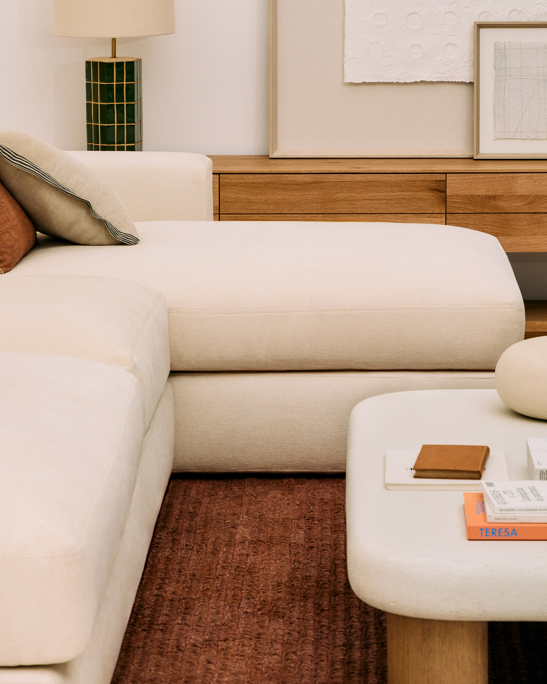 Kave Home 5-zits Loungebank 'Alea' Rechts, kleur Ecru