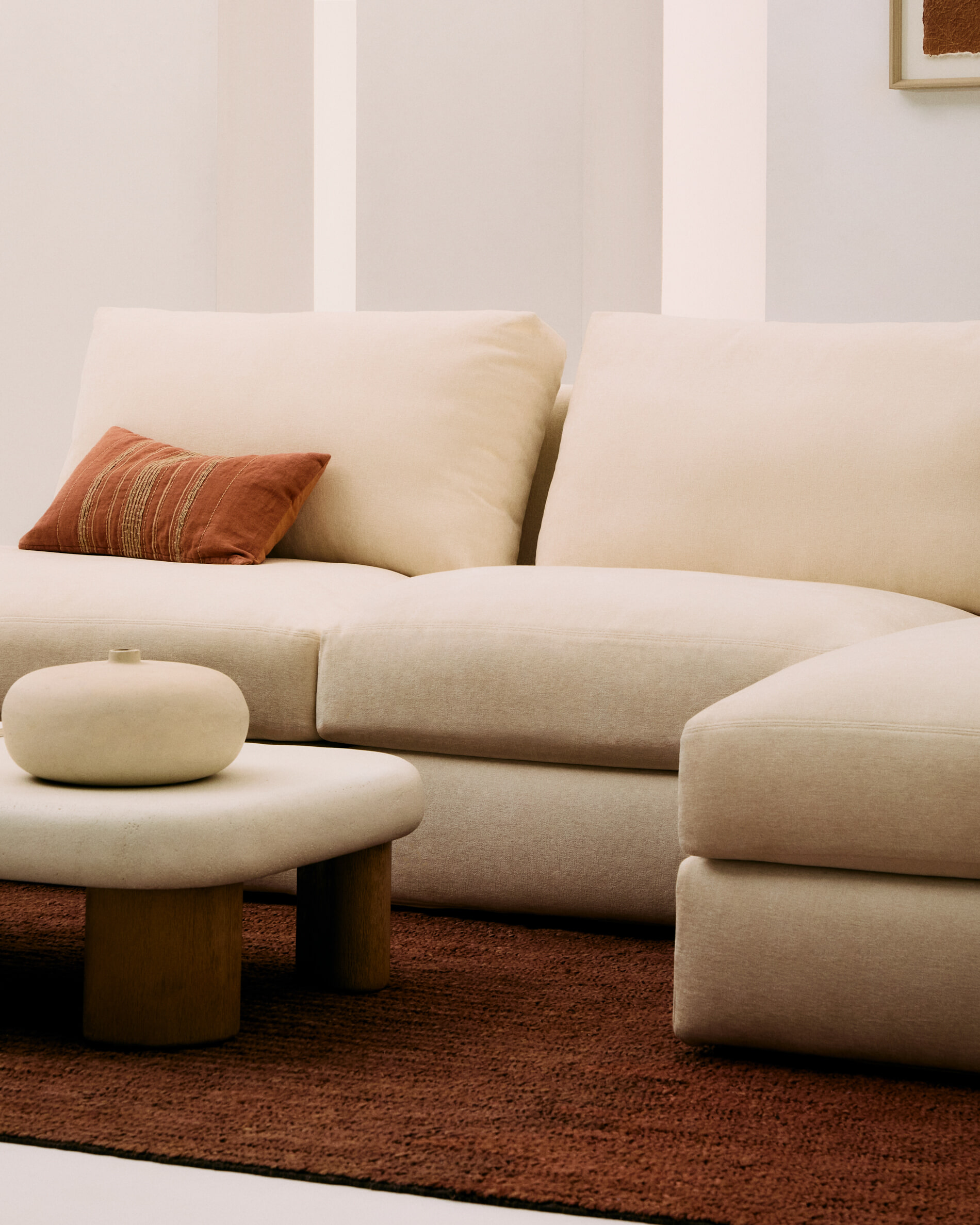 Kave Home 5-zits Loungebank 'Alea' Rechts, kleur Ecru