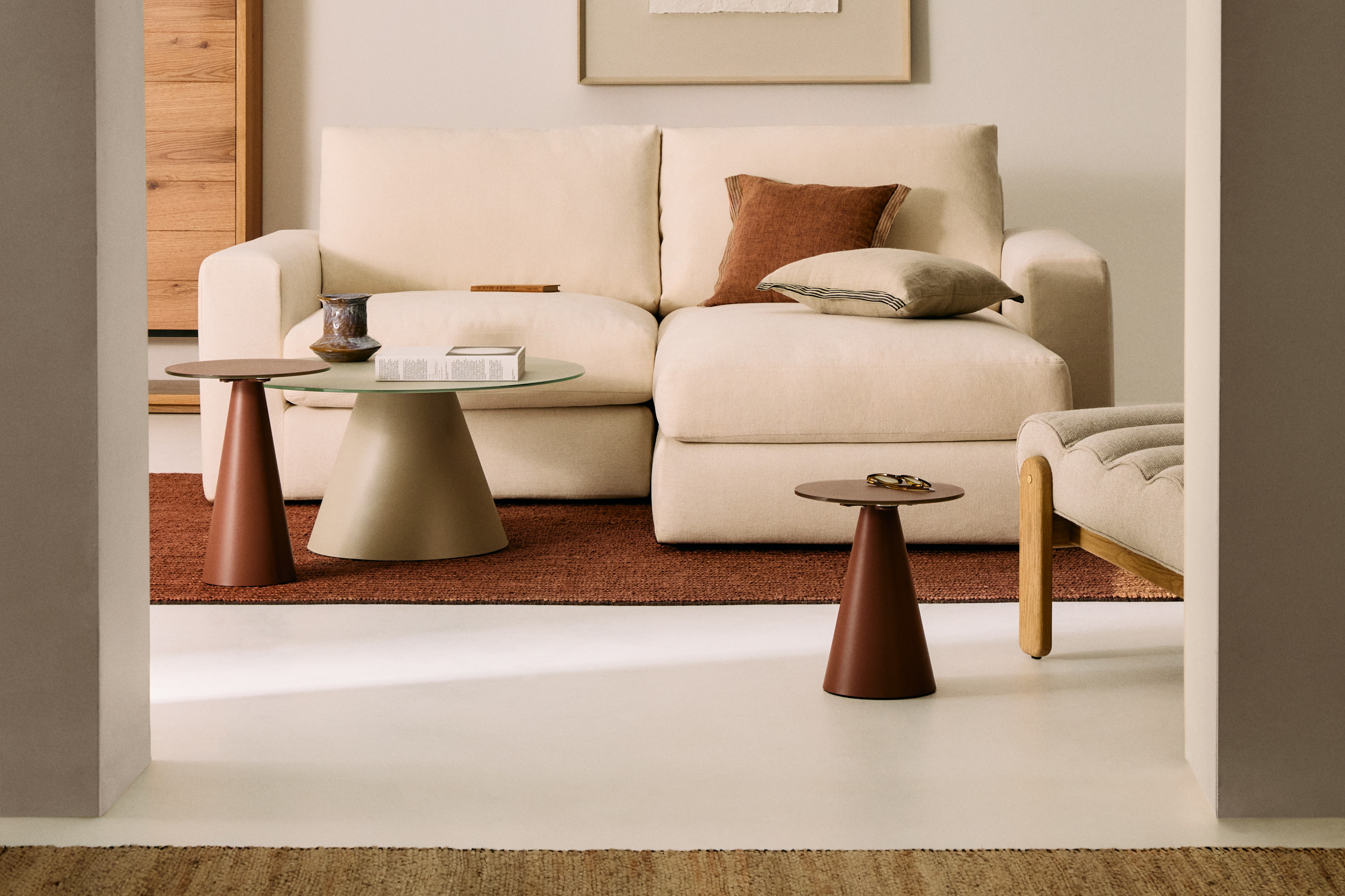 Kave Home 3-zits Loungebank 'Alea' Rechts, kleur Ecru