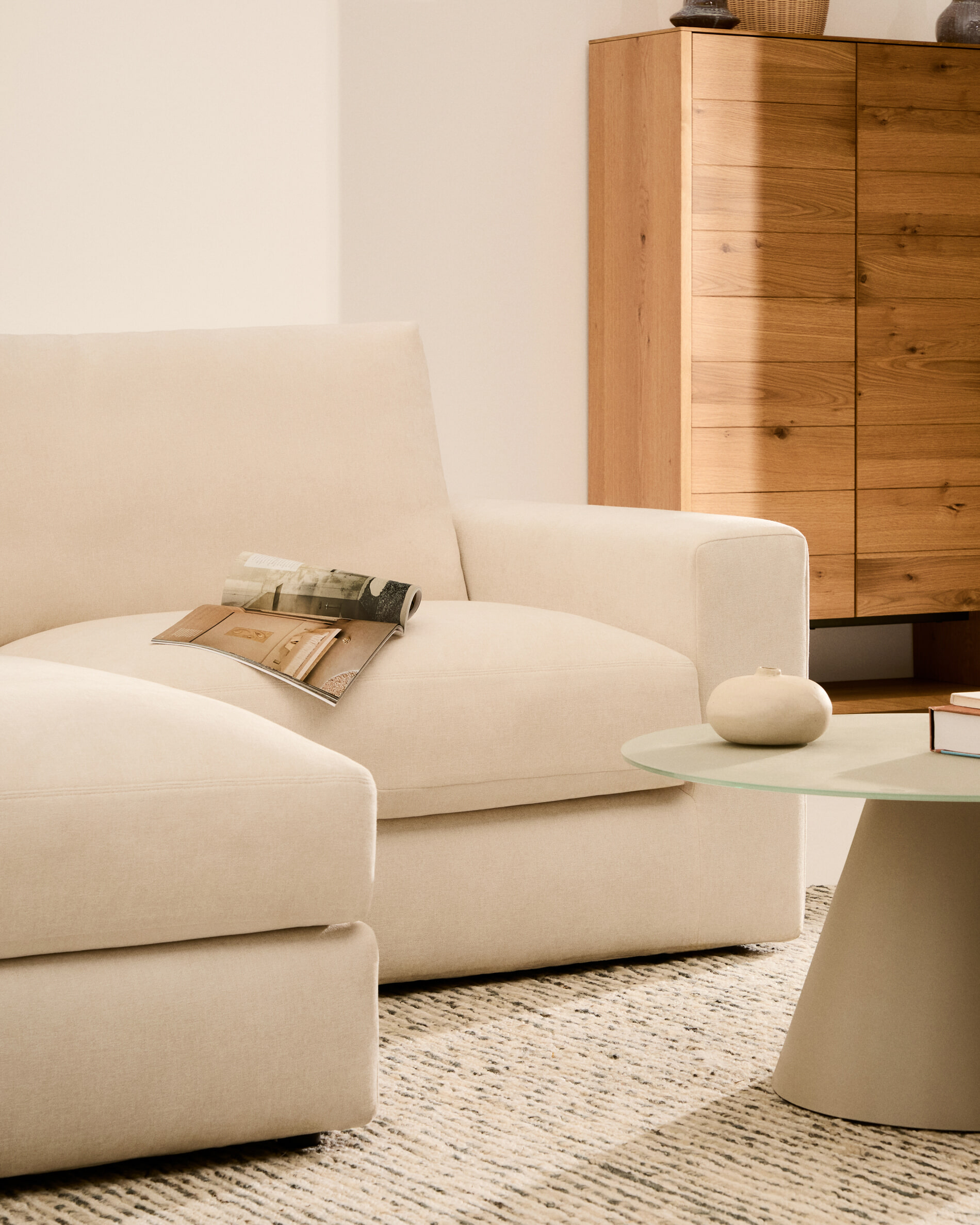 Kave Home 3-zits Loungebank 'Alea' Links, kleur Ecru