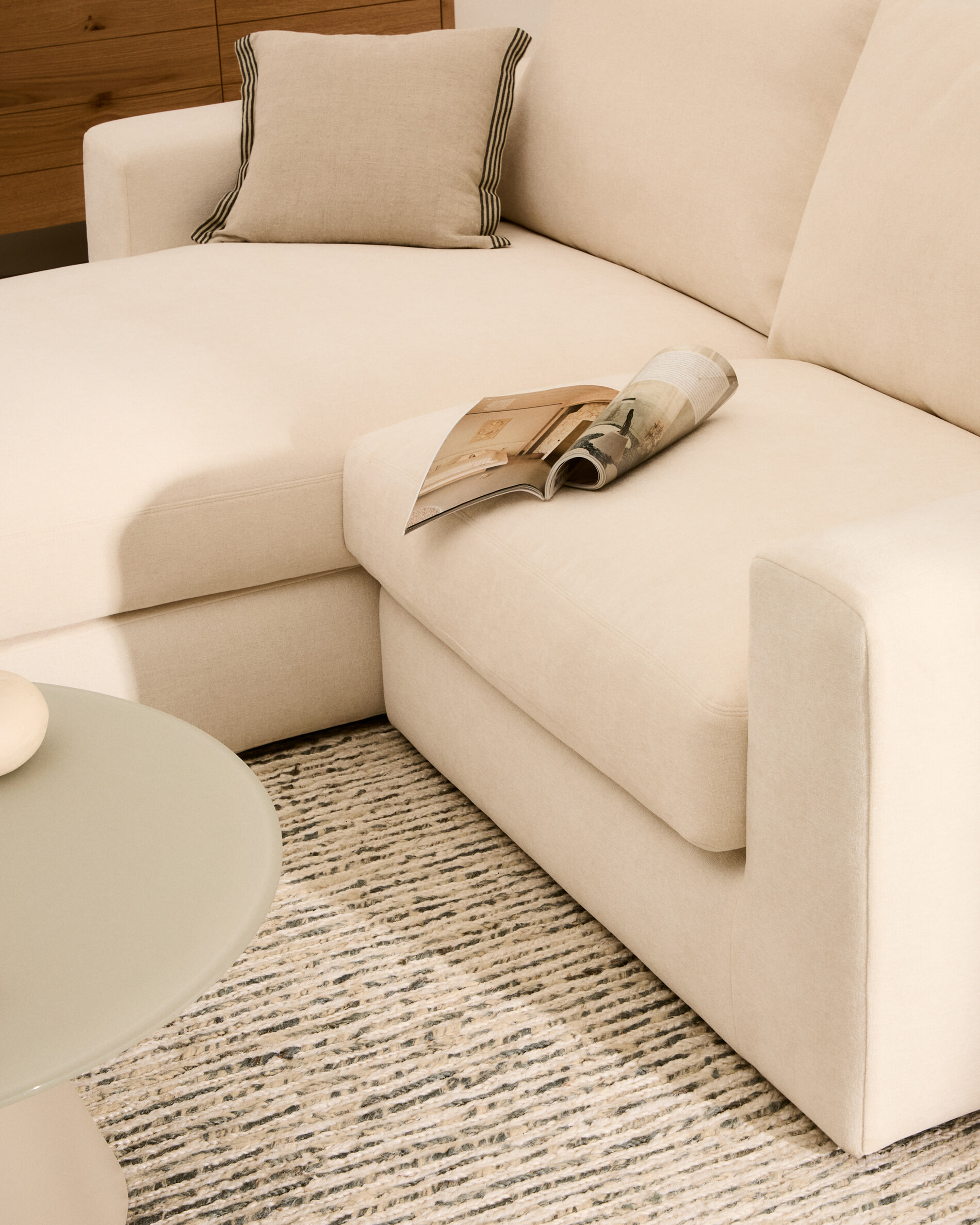 Kave Home 3-zits Loungebank 'Alea' Links, kleur Ecru