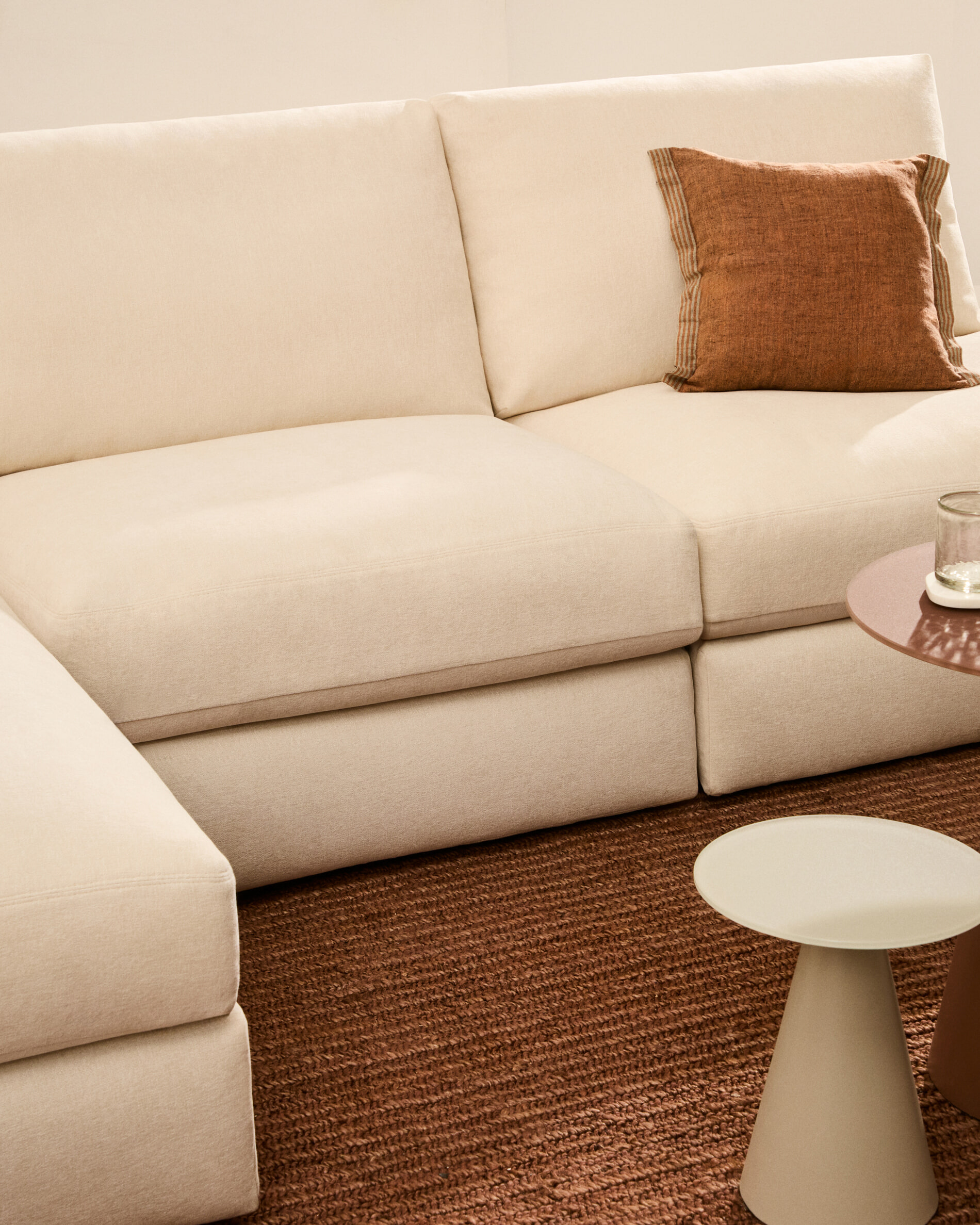 Kave Home 5-zits Loungebank 'Alea' Links, kleur Ecru