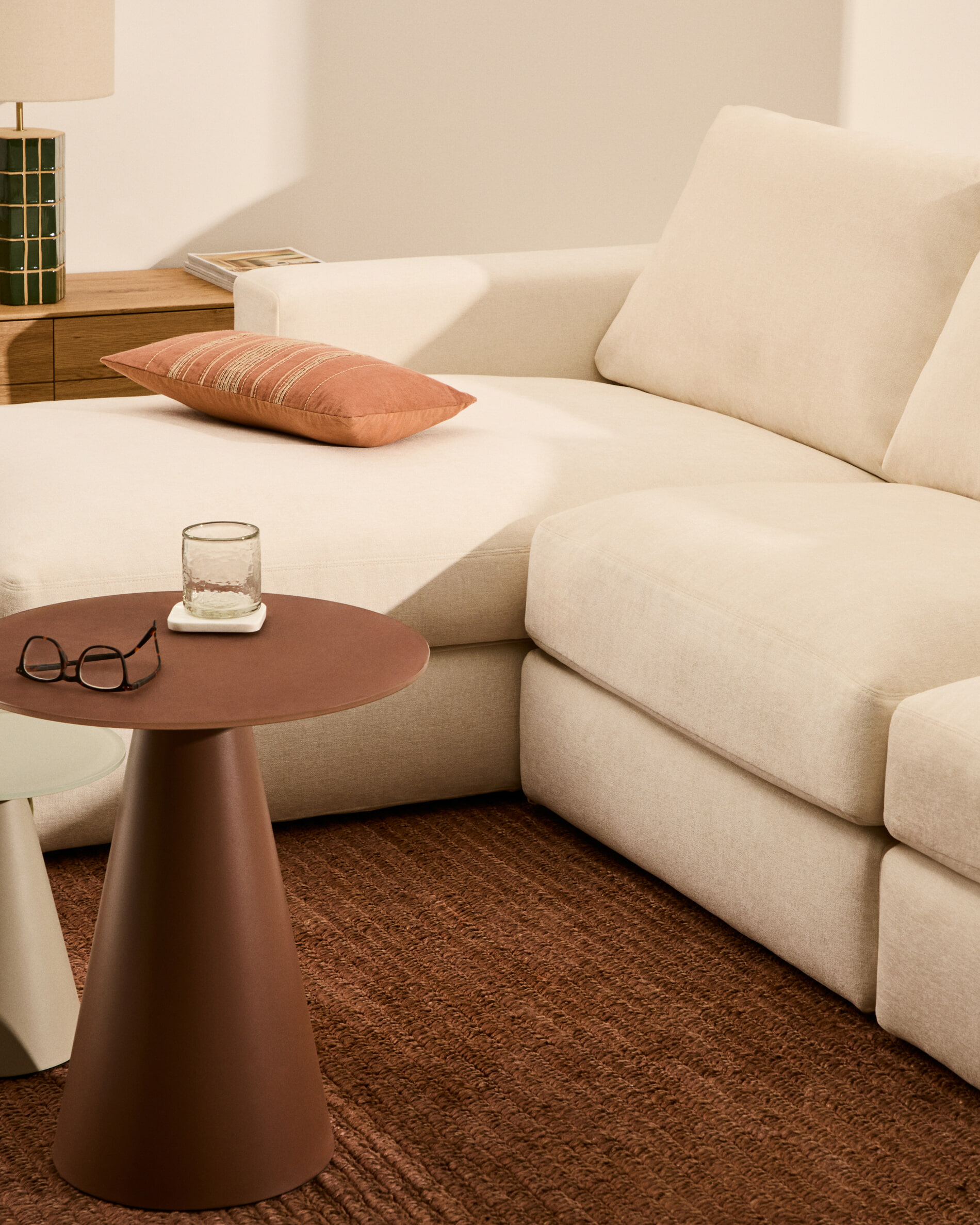 Kave Home 5-zits Loungebank 'Alea' Links, kleur Ecru