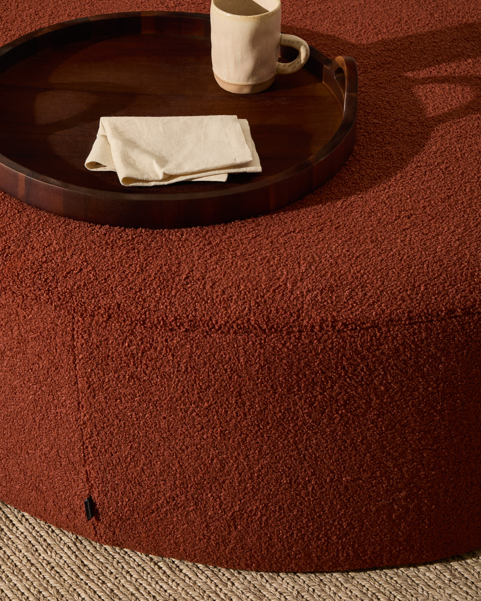 Kave Home Poef 'Kaeli' Bouclé, 90cm, kleur Terracotta