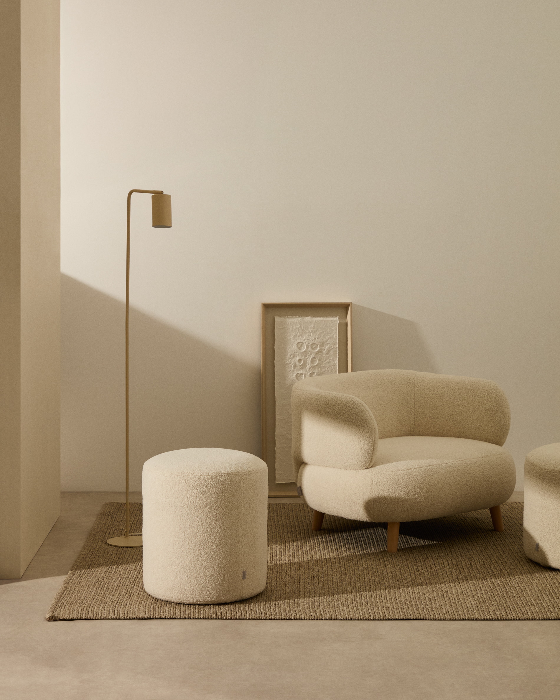 Kave Home Fauteuil 'Luisa' Bouclé, kleur Ecru