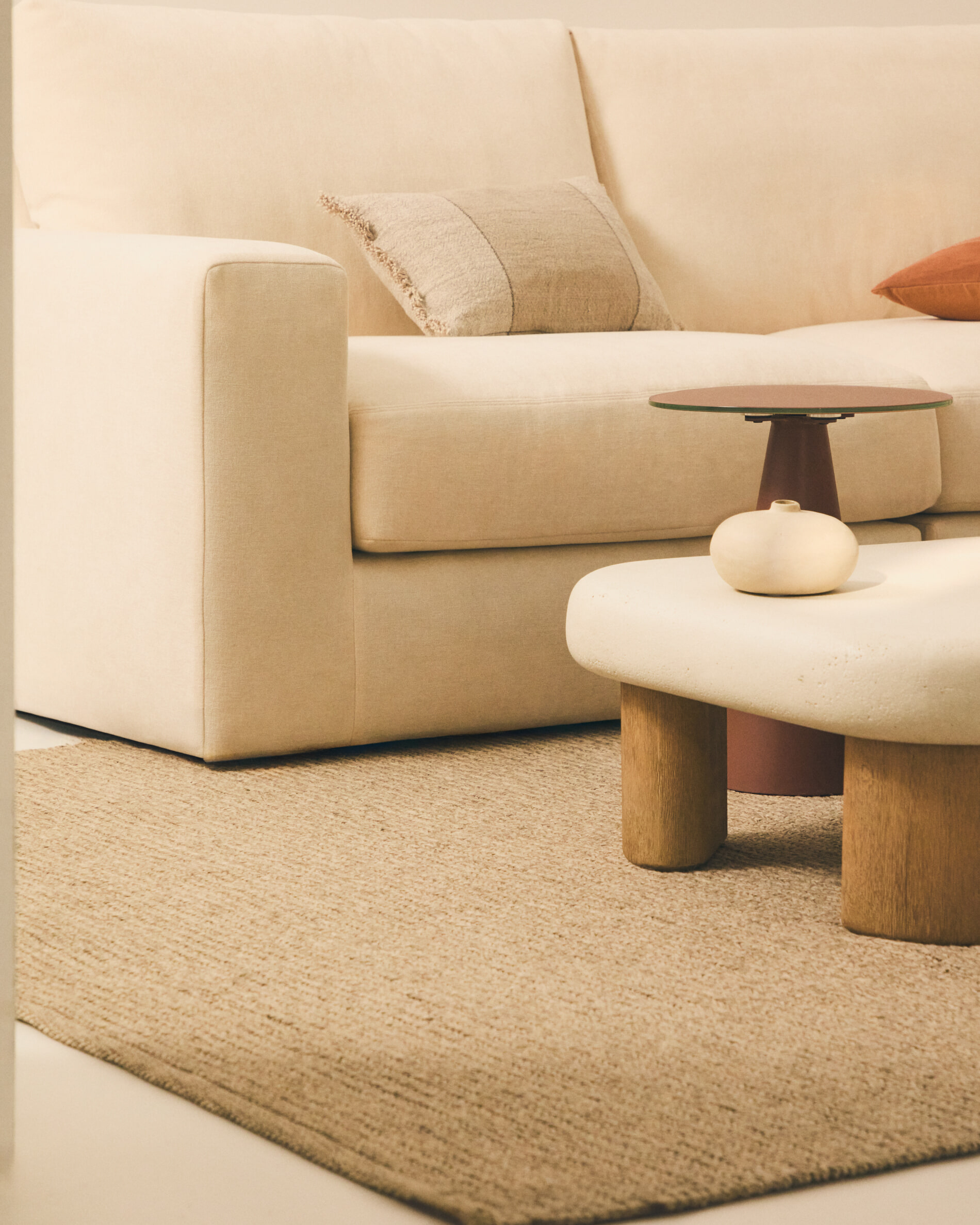 Kave Home 5-zits Hoekbank 'Alea' kleur Ecru