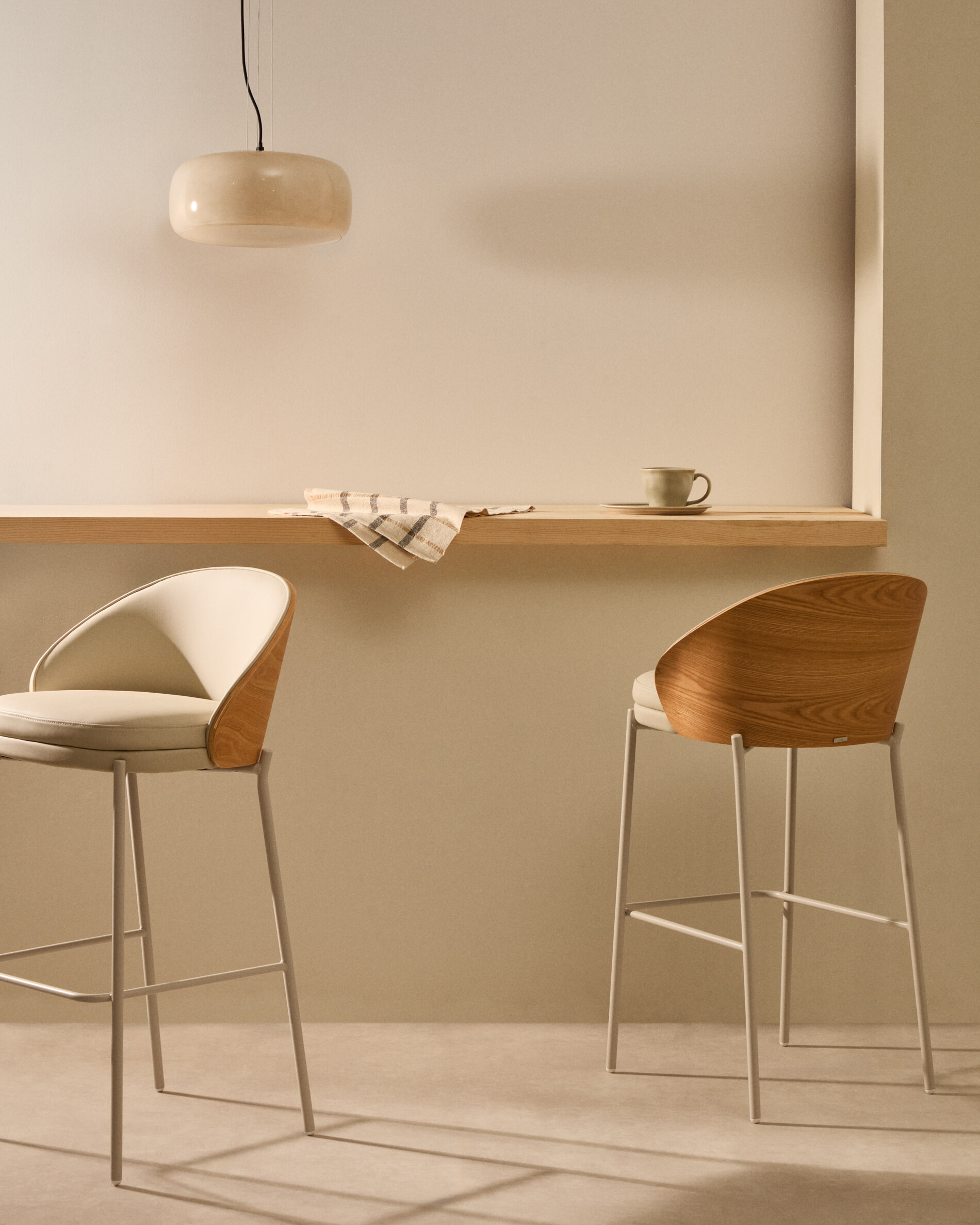 Kave Home Hanglamp 'Reig' Glas, 38cm, kleur Beige