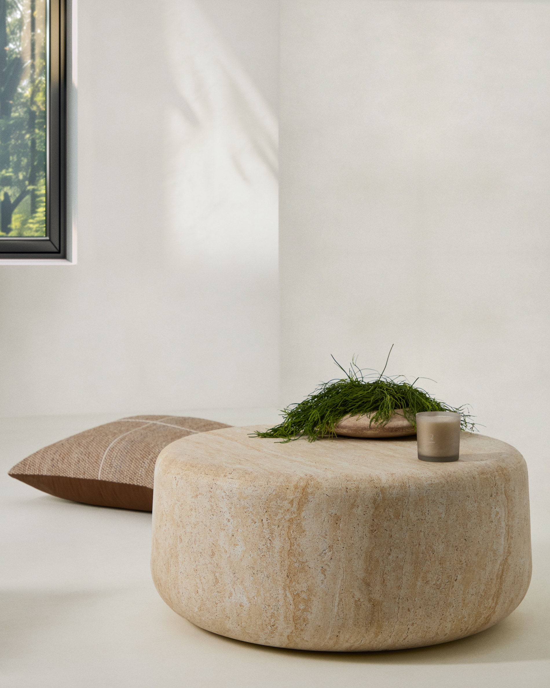 Kave Home Ronde Salontafel 'Drasi' Travertinlook, 90cm