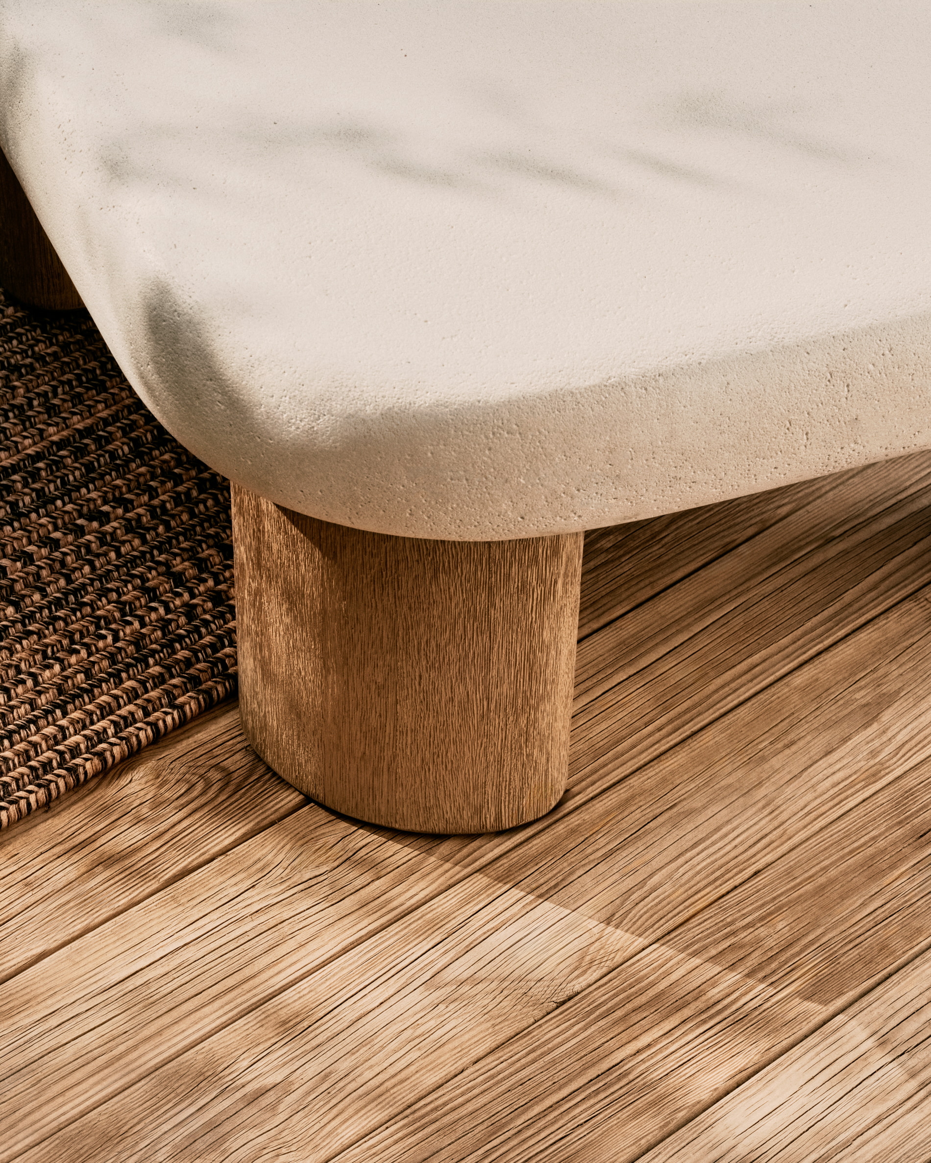 Kave Home Salontafel 'Labra' Cement en acaciahout, 80 x 80cm