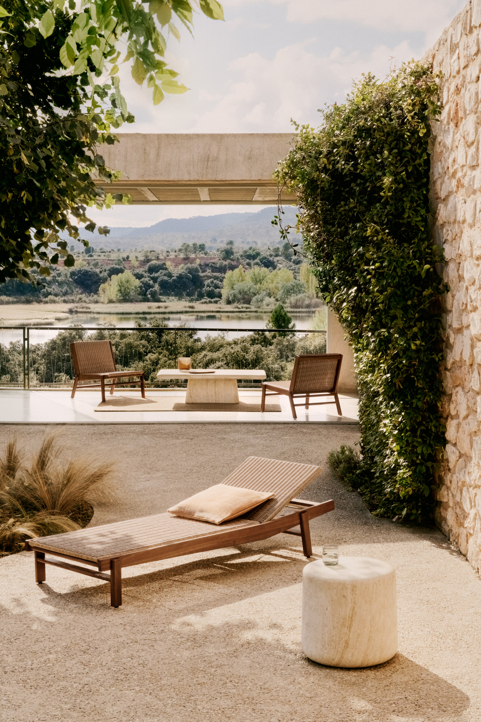 Kave Home Outdoor Fauteuil 'Itani' Acaciahout en rattan