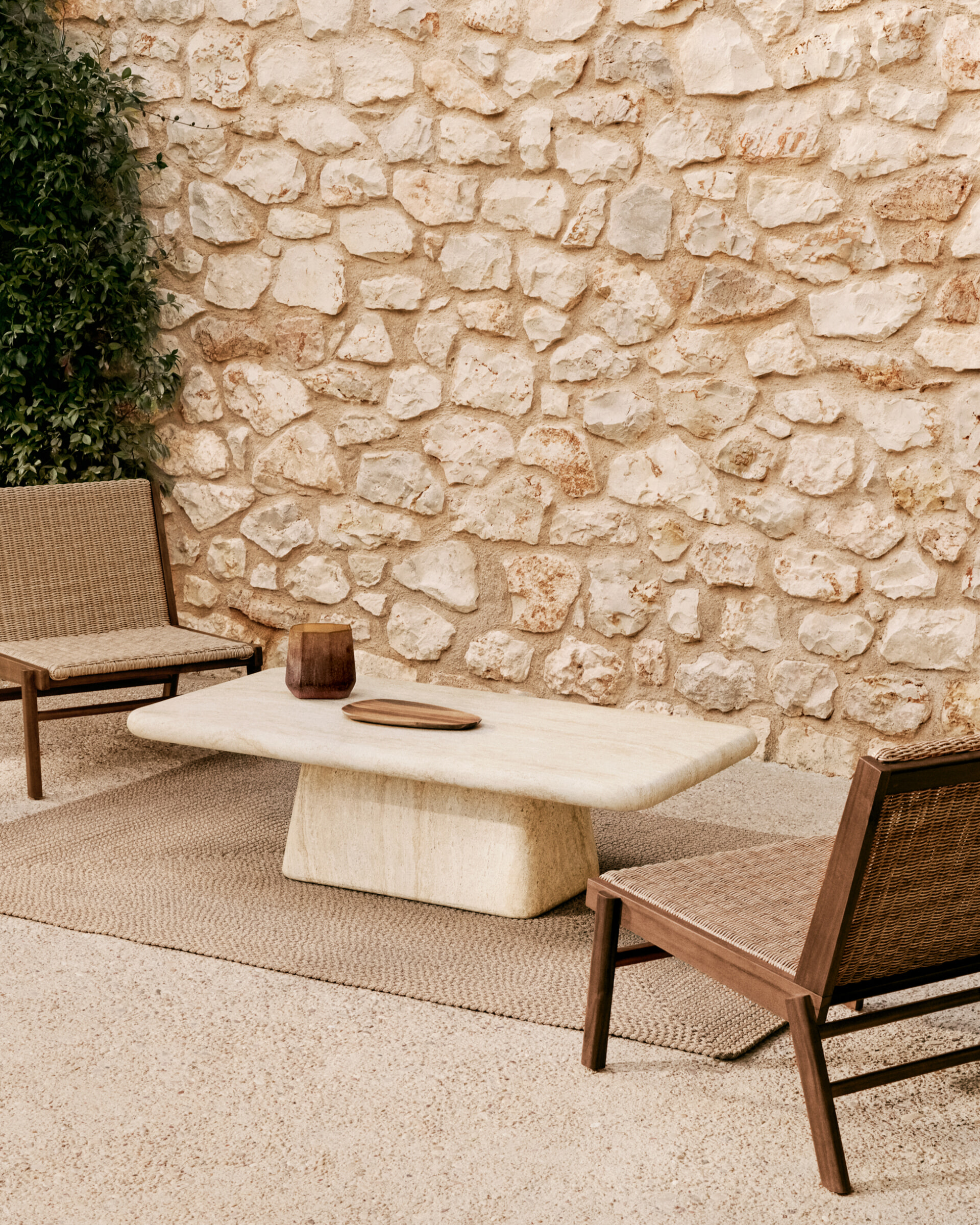 Kave Home Outdoor Fauteuil 'Itani' Acaciahout en rattan