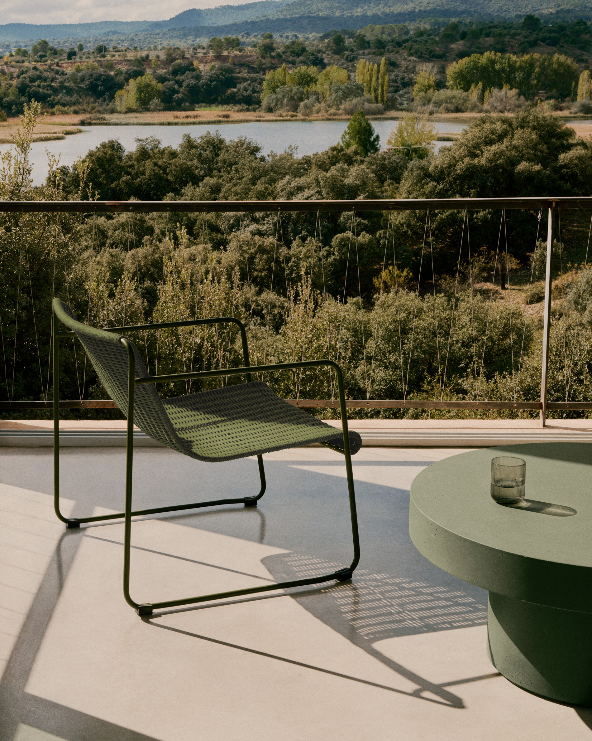 Kave Home Outdoor Fauteuil 'Maurina' Touw en staal, kleur Groen