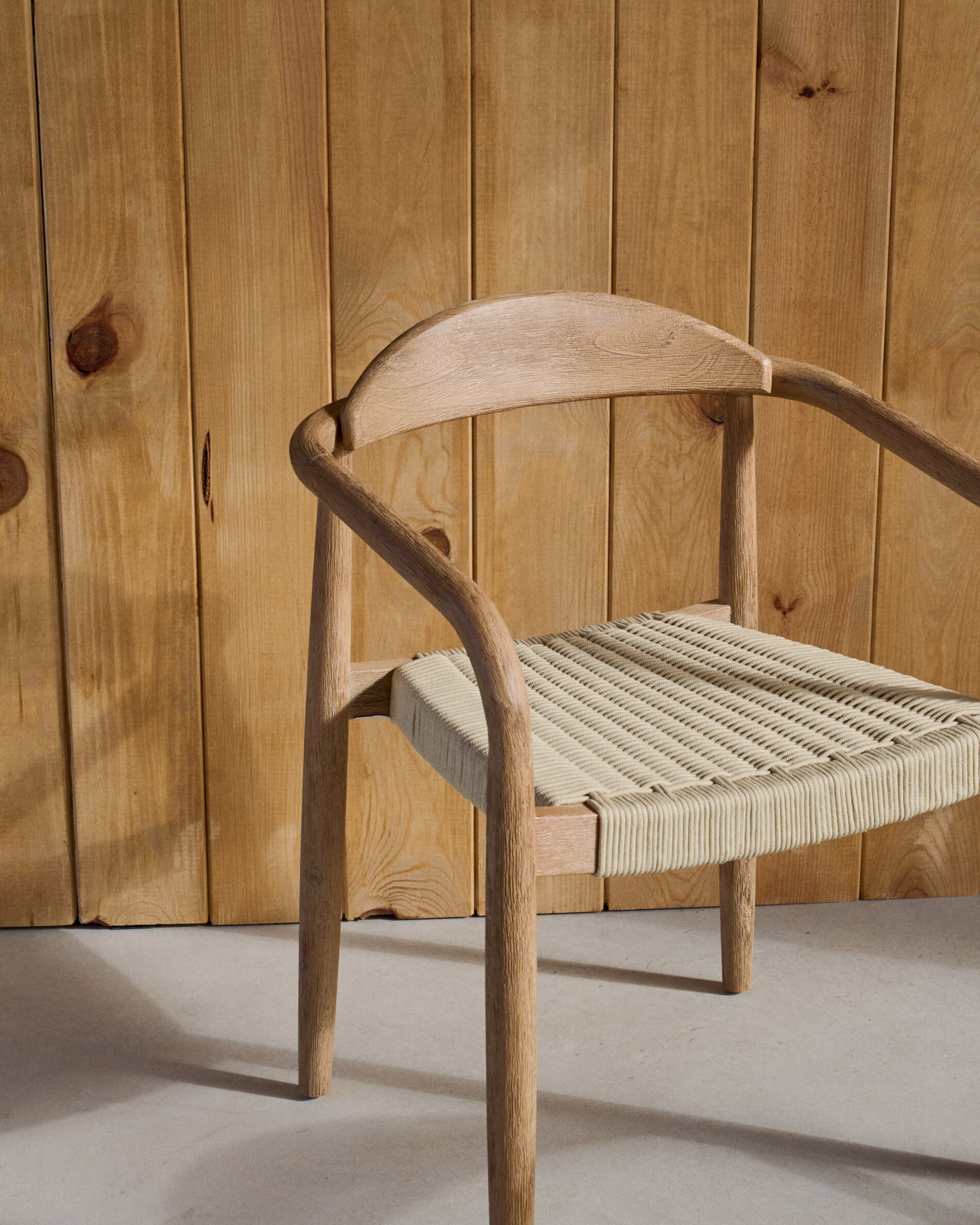 Kave Home Tuin / Eetkamerstoel 'Nina' Acaciahout, kleur Ecru