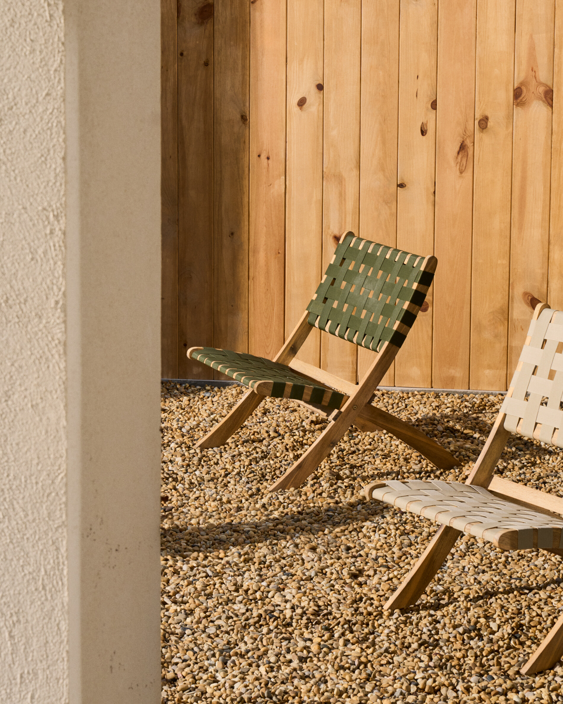 Kave Home Fauteuil 'Chabeli' Acaciahout, kleur Crème