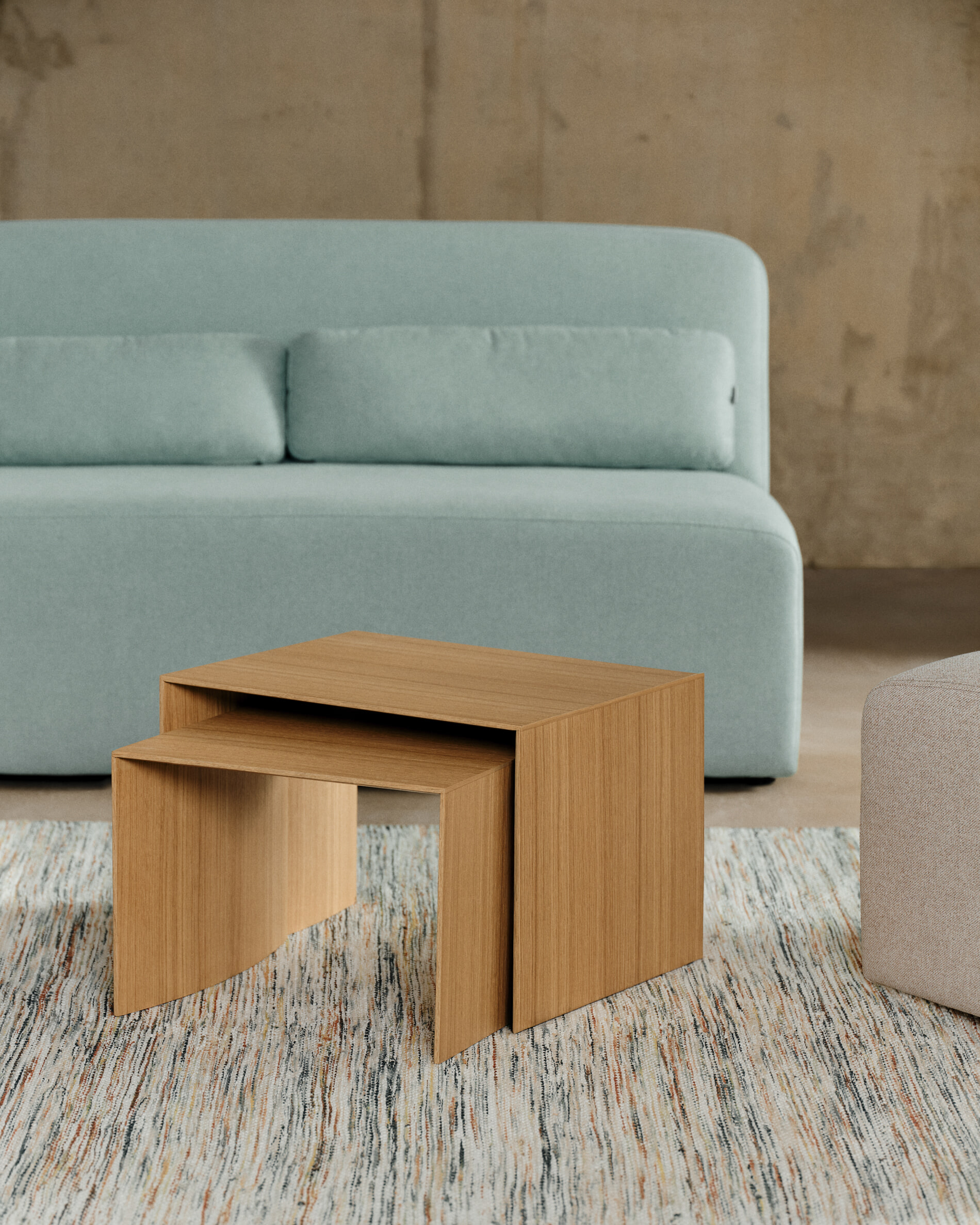 Kave Home Bijzettafel 'Litto' Eiken, Set van 3 stuks, kleur Naturel