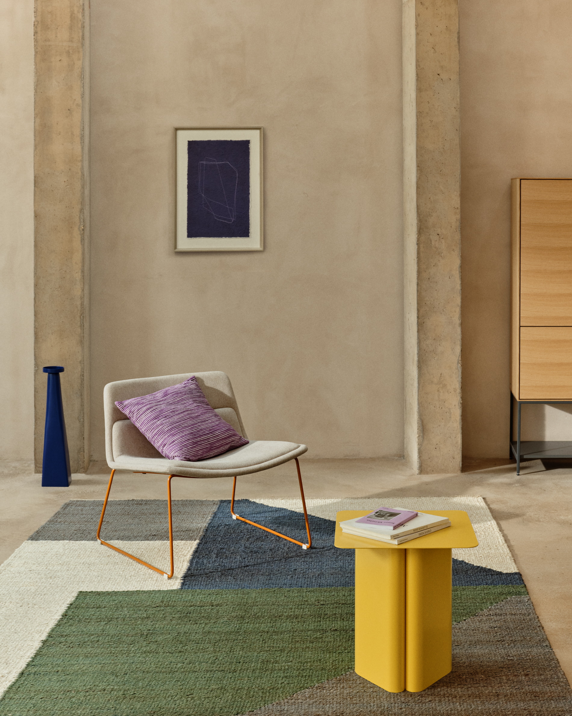 Kave Home Vierkante Bijzettafel 'Arvin' 42 x 42cm, kleur Geel