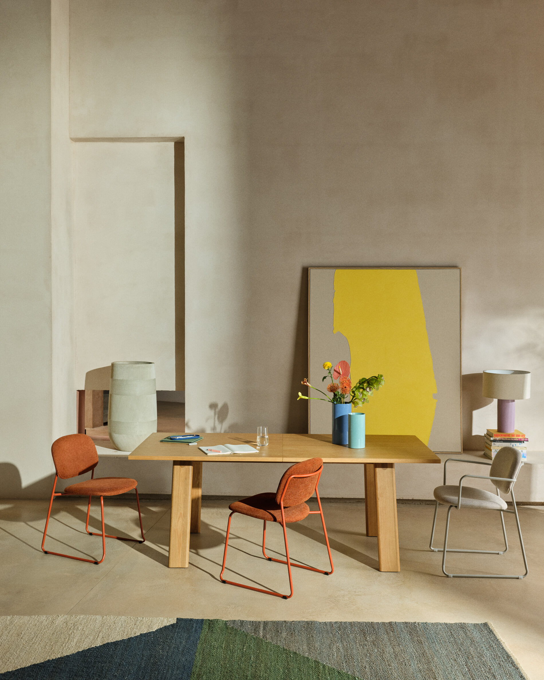 Kave Home Eetkamerstoel 'Meli' Chenille, kleur Terracotta