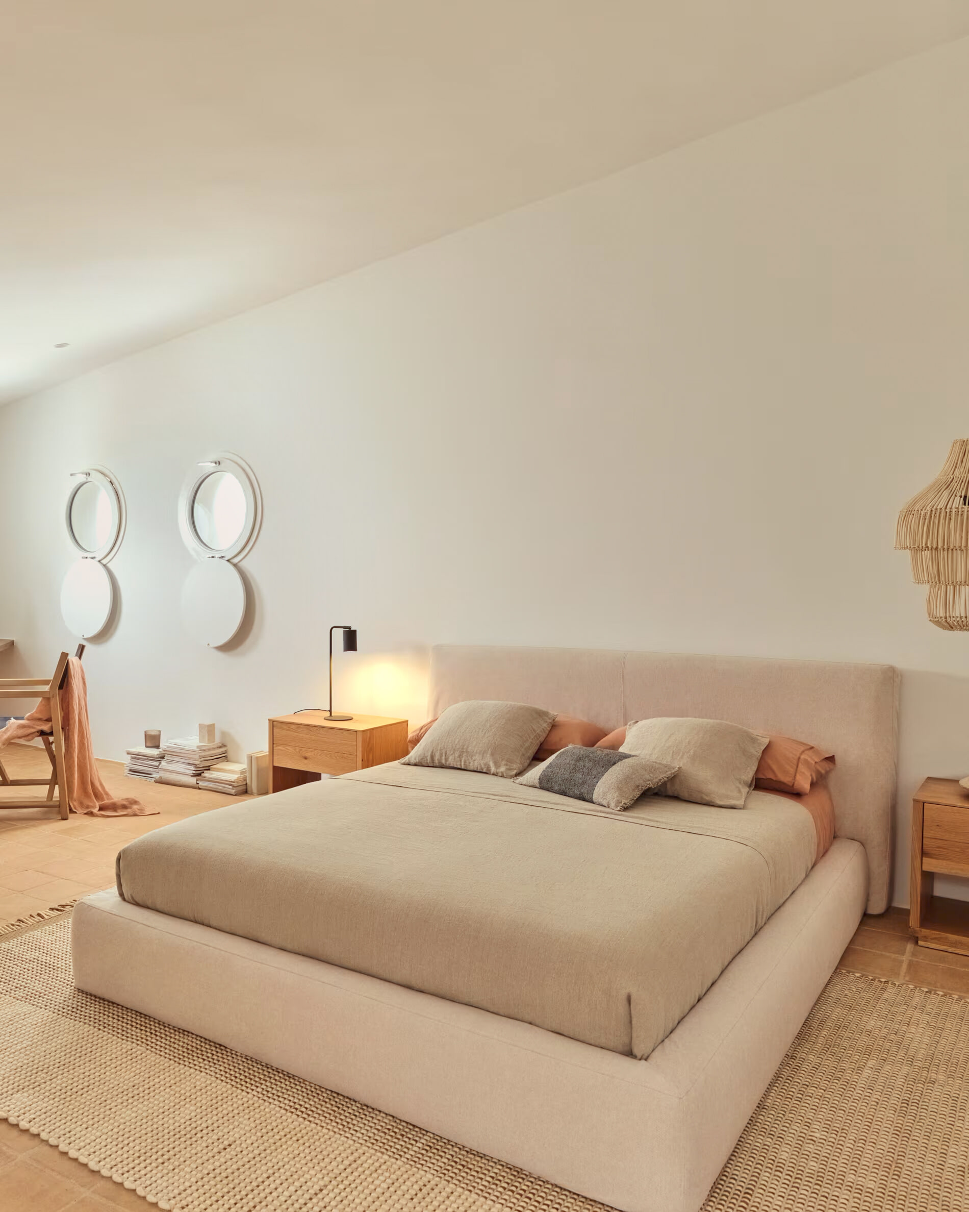 Kave Home Bed 'Blok' 160 x 200cm, kleur Ecru