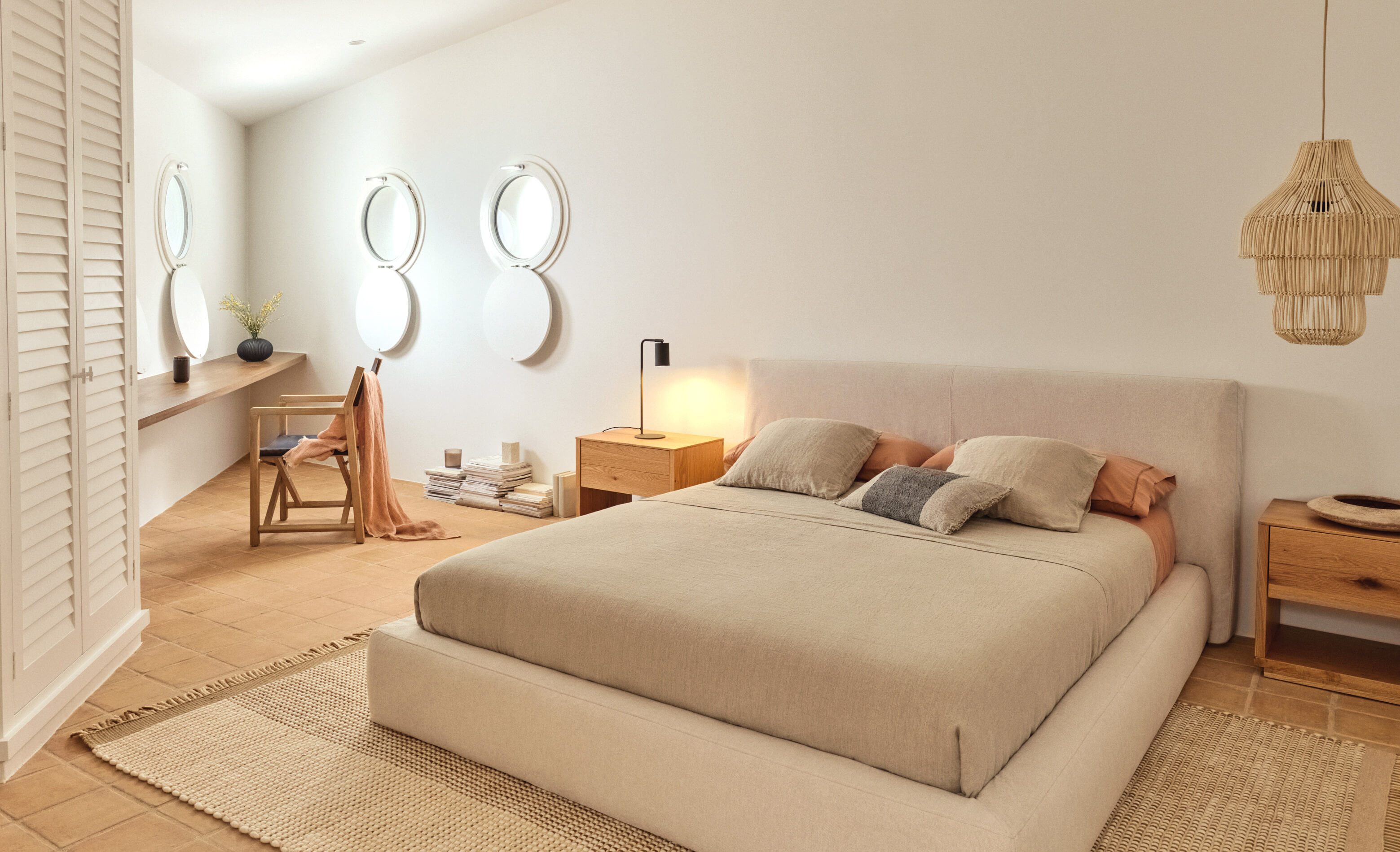 Kave Home Bed 'Blok' 160 x 200cm, kleur Ecru