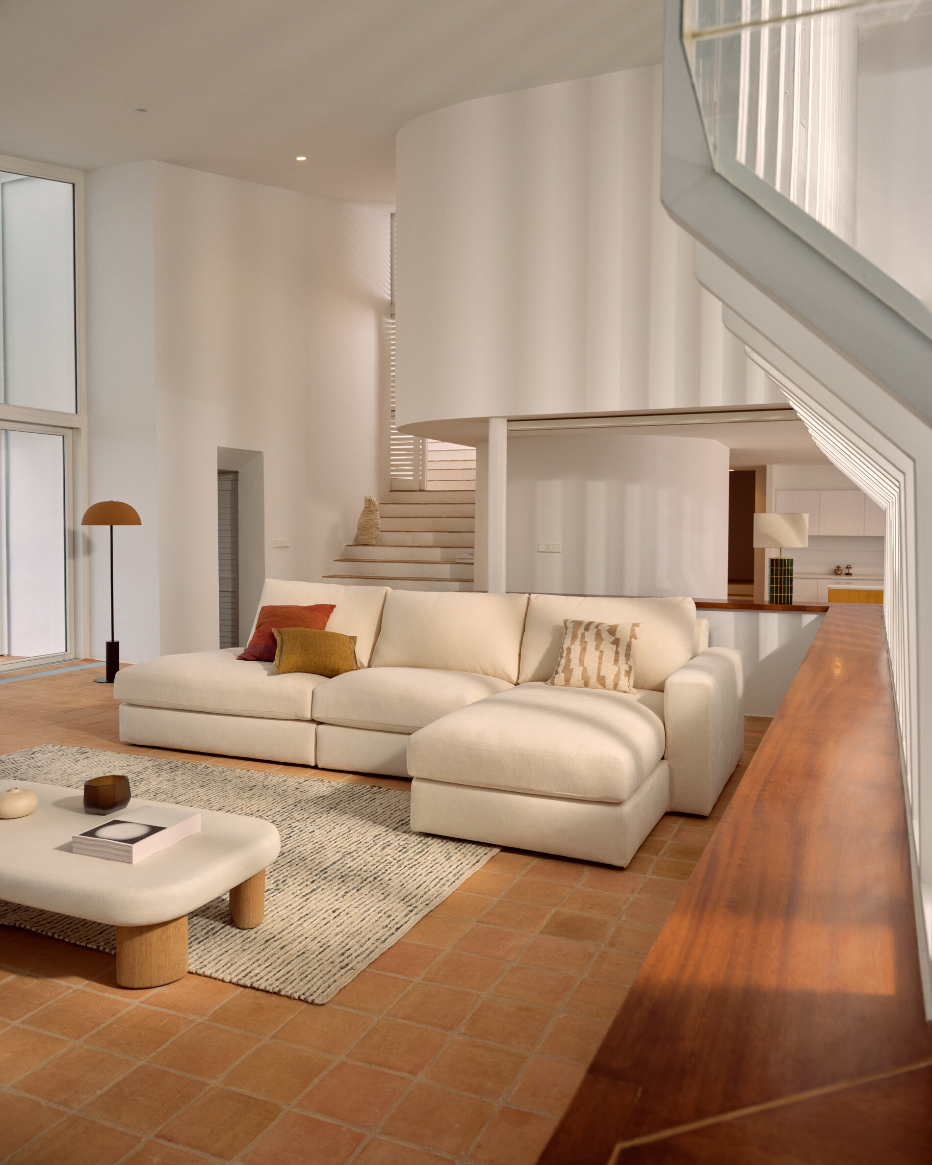 Kave Home 5-zits Loungebank 'Alea' Rechts, kleur Ecru