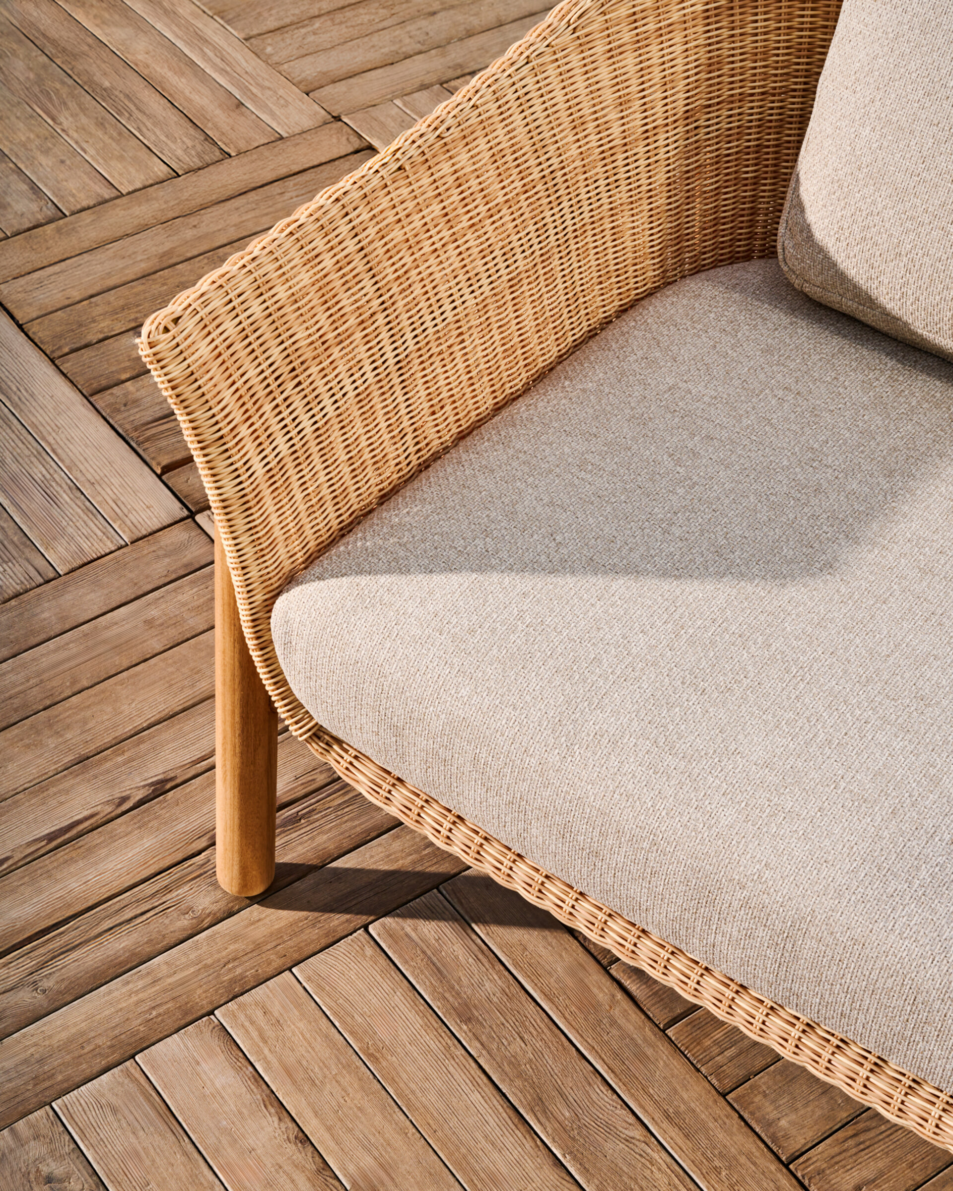 Kave Home Outdoor Fauteuil 'Galea' Teakhout en rattan
