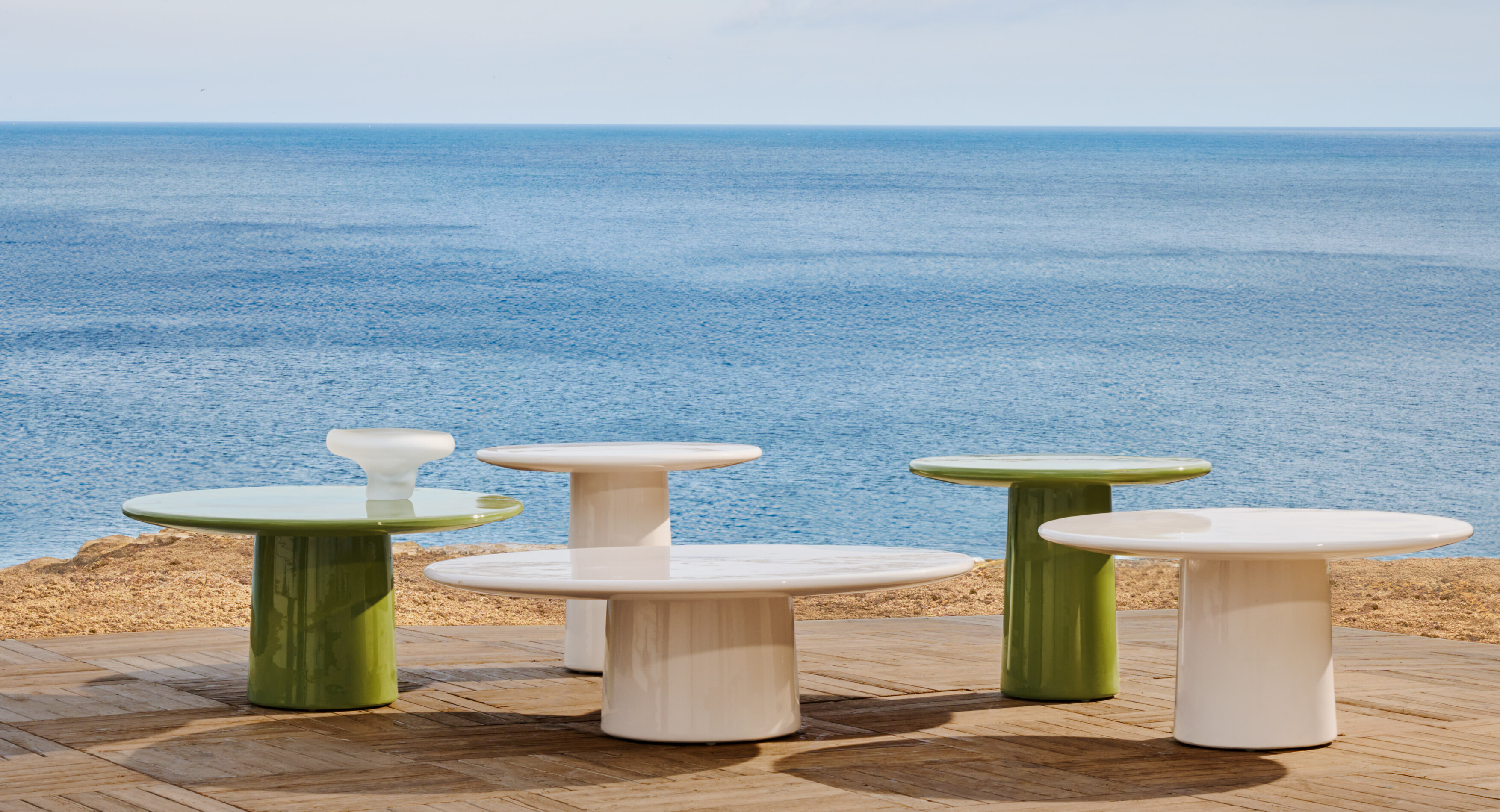 Kave Home Ronde Salontafel 'Albanella' Cement, 110cm, kleur Wit