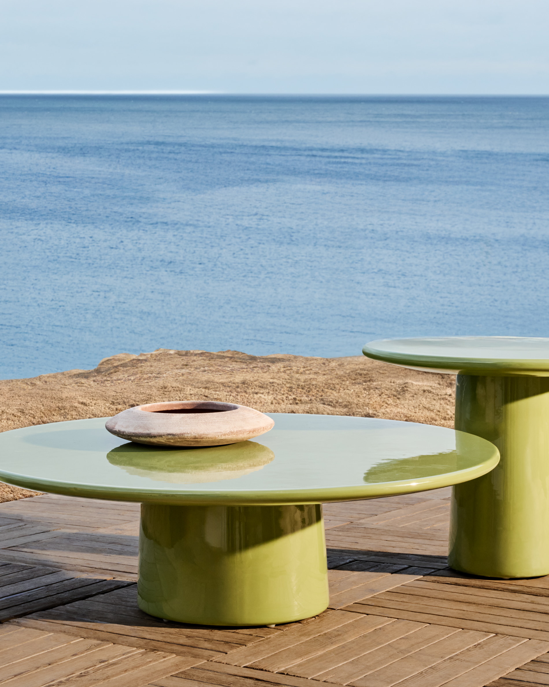 Kave Home Ronde Salontafel 'Albanella' Cement, 110cm, kleur Groen