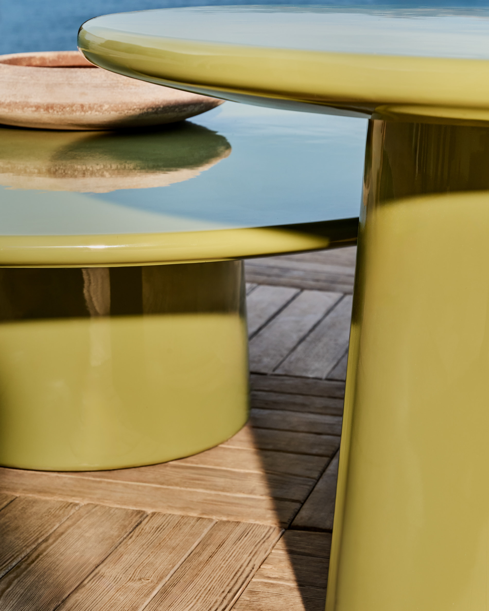 Kave Home Ronde Salontafel 'Albanella' Cement, 110cm, kleur Groen