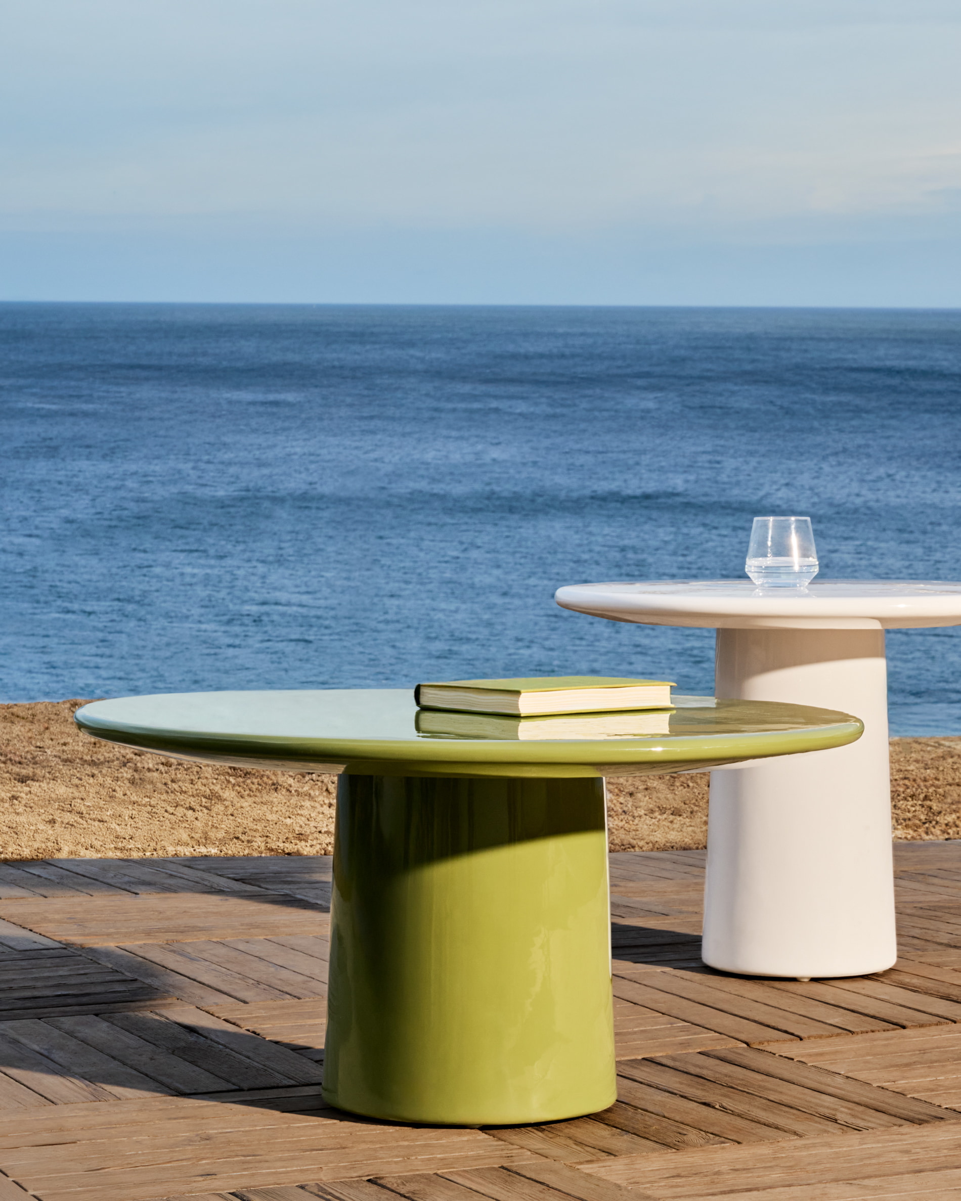 Kave Home Ronde Salontafel 'Albanella' Cement, 85cm, kleur Groen