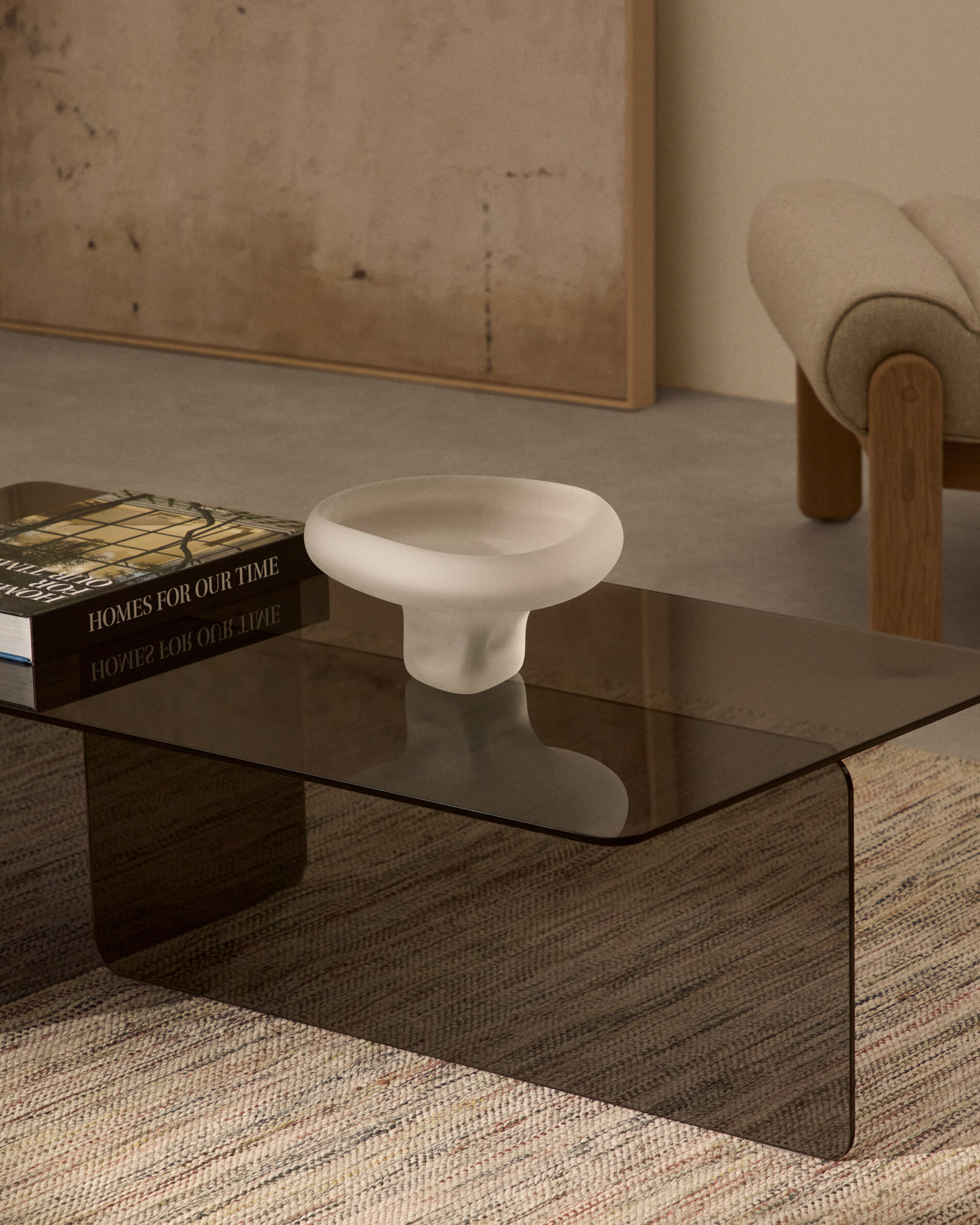 Kave Home Salontafel 'Zaren' Grijs glas, 120 x 60cm