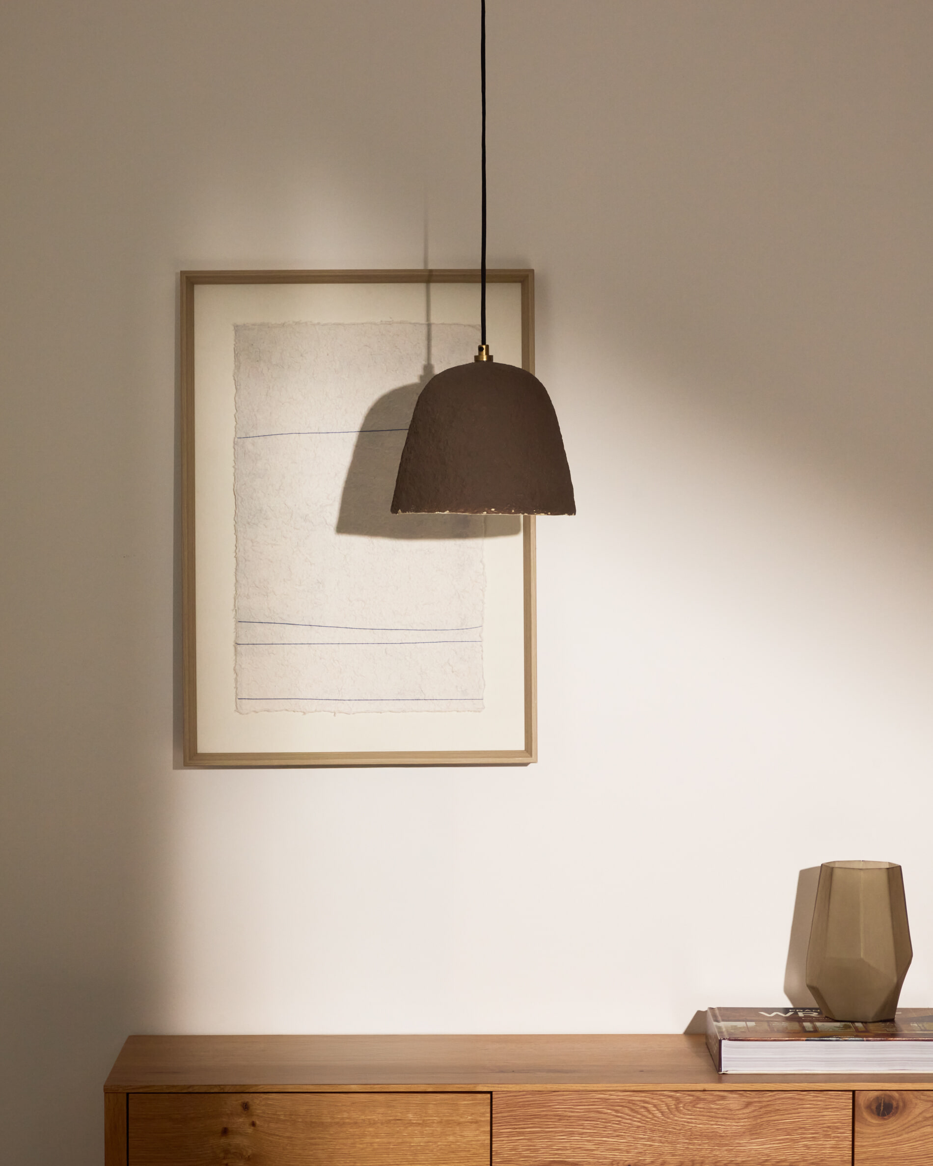 Kave Home Hanglamp 'Lisora' Papier-maché, 35cm, kleur Bruin