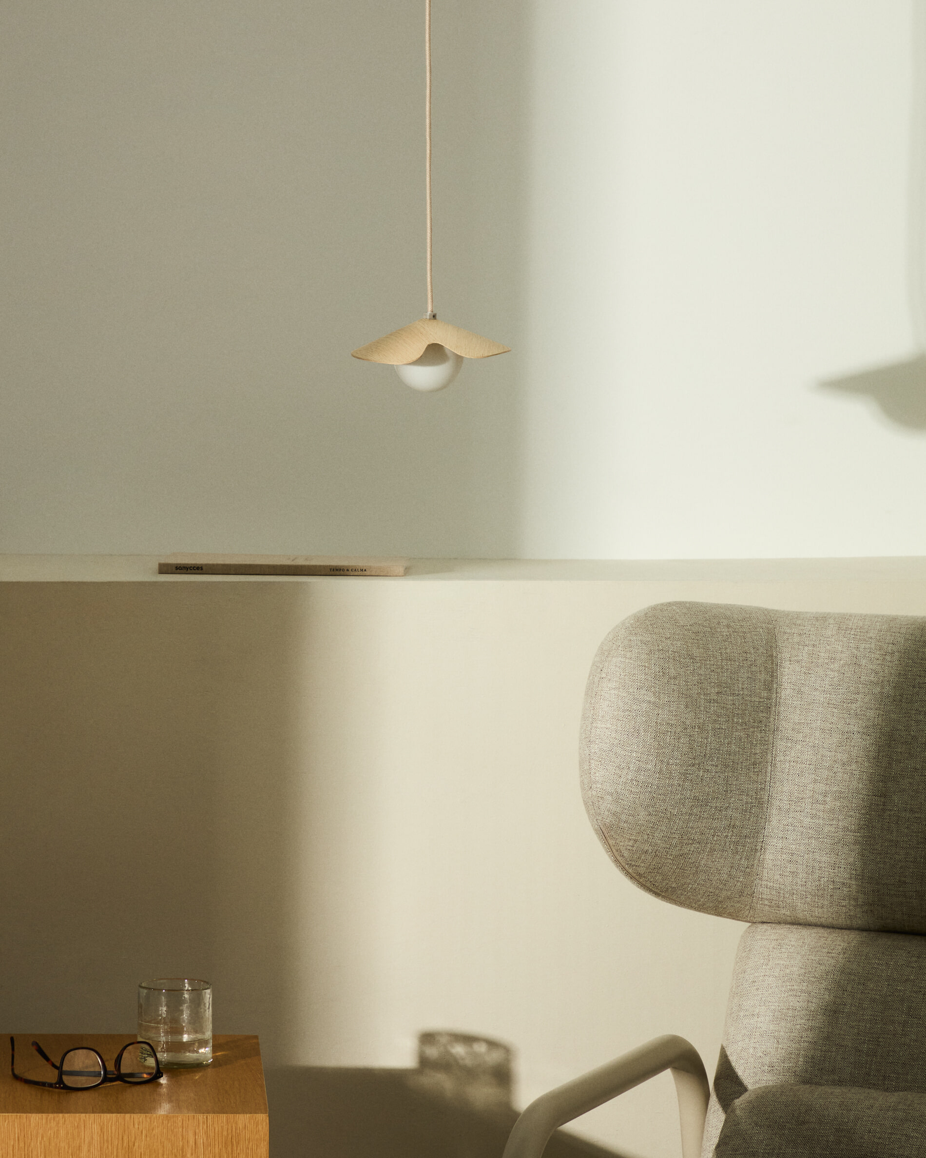 Kave Home Hanglamp 'Wilara' Eiken en glas