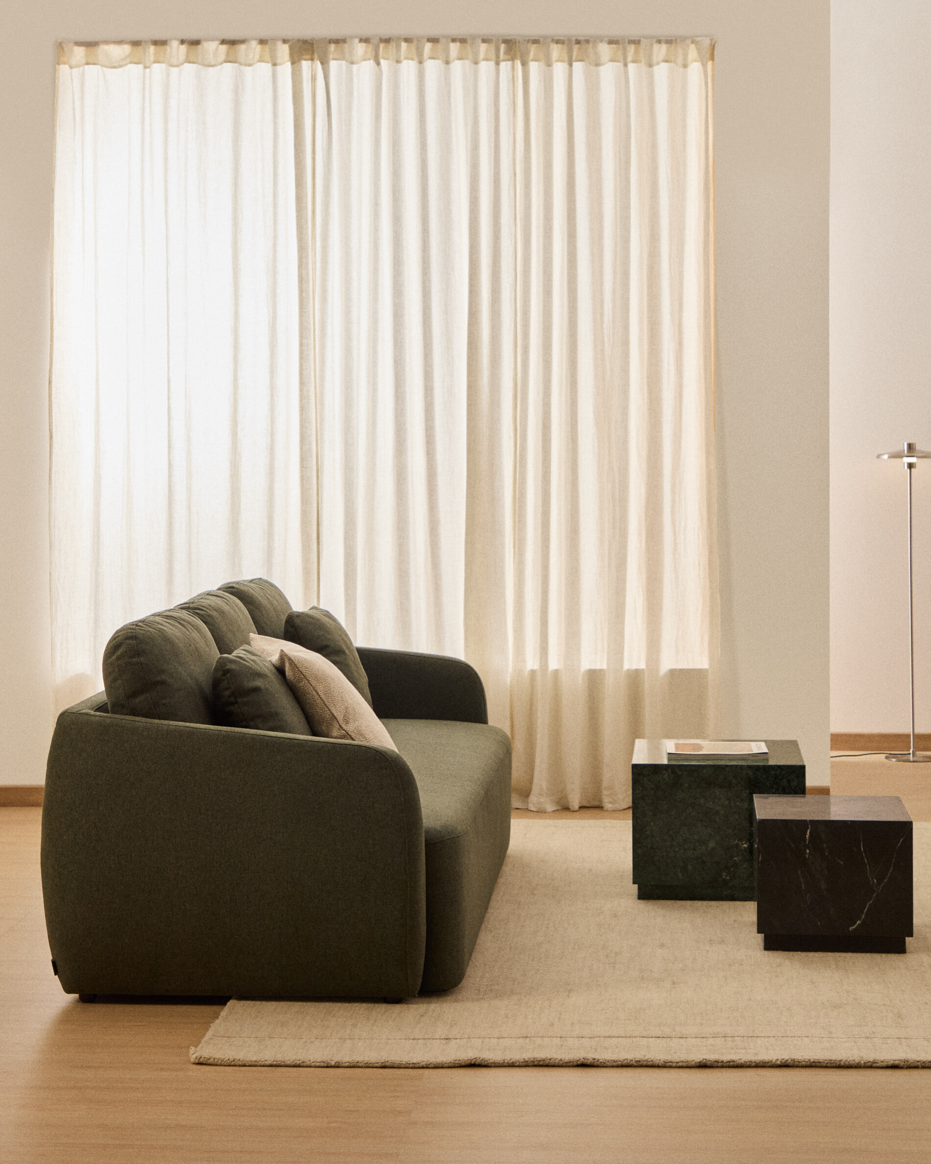 Kave Home 3-zits Slaapbank 'Laira' Chenille, kleur Donkergroen