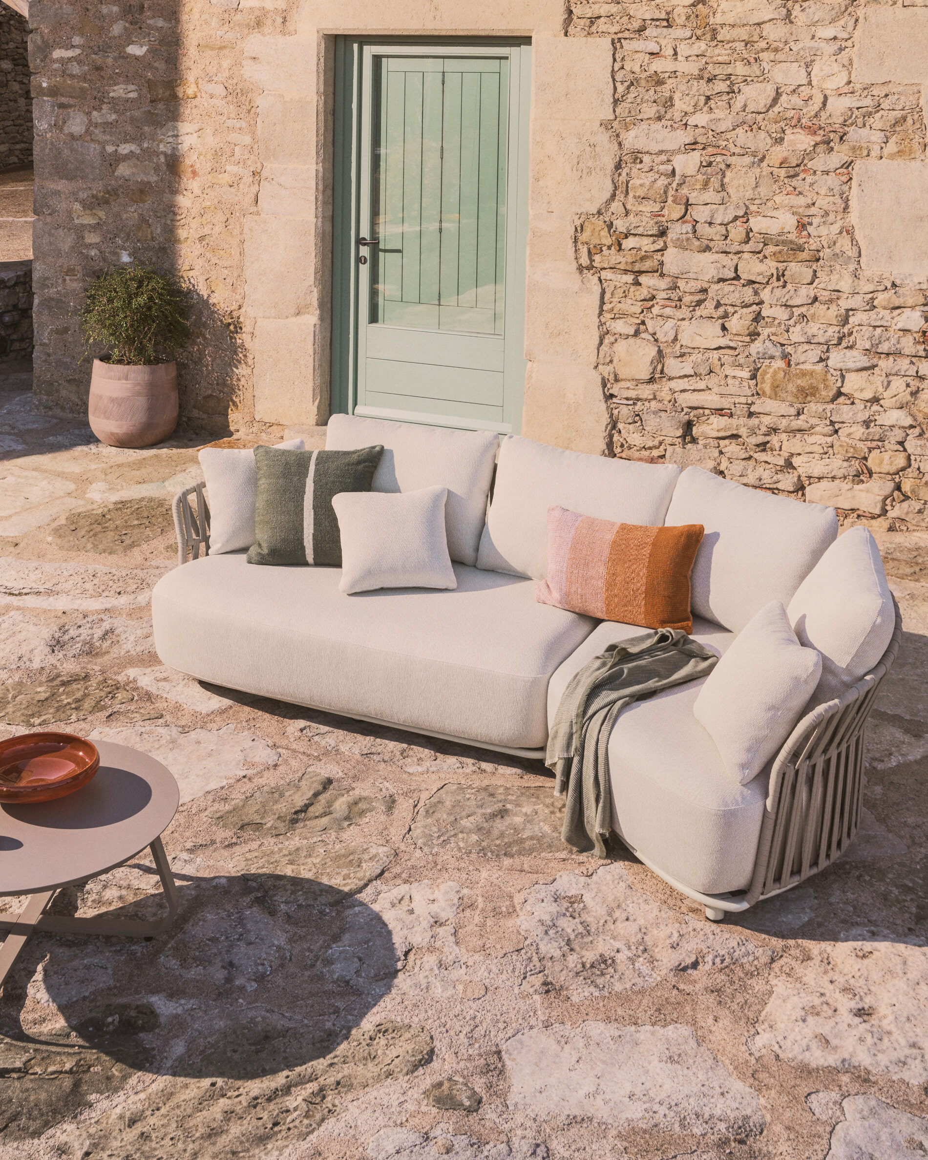 Kave Home Loungeset 'Osani' Met 2-zits en ronde module, kleur Beige/Taupe