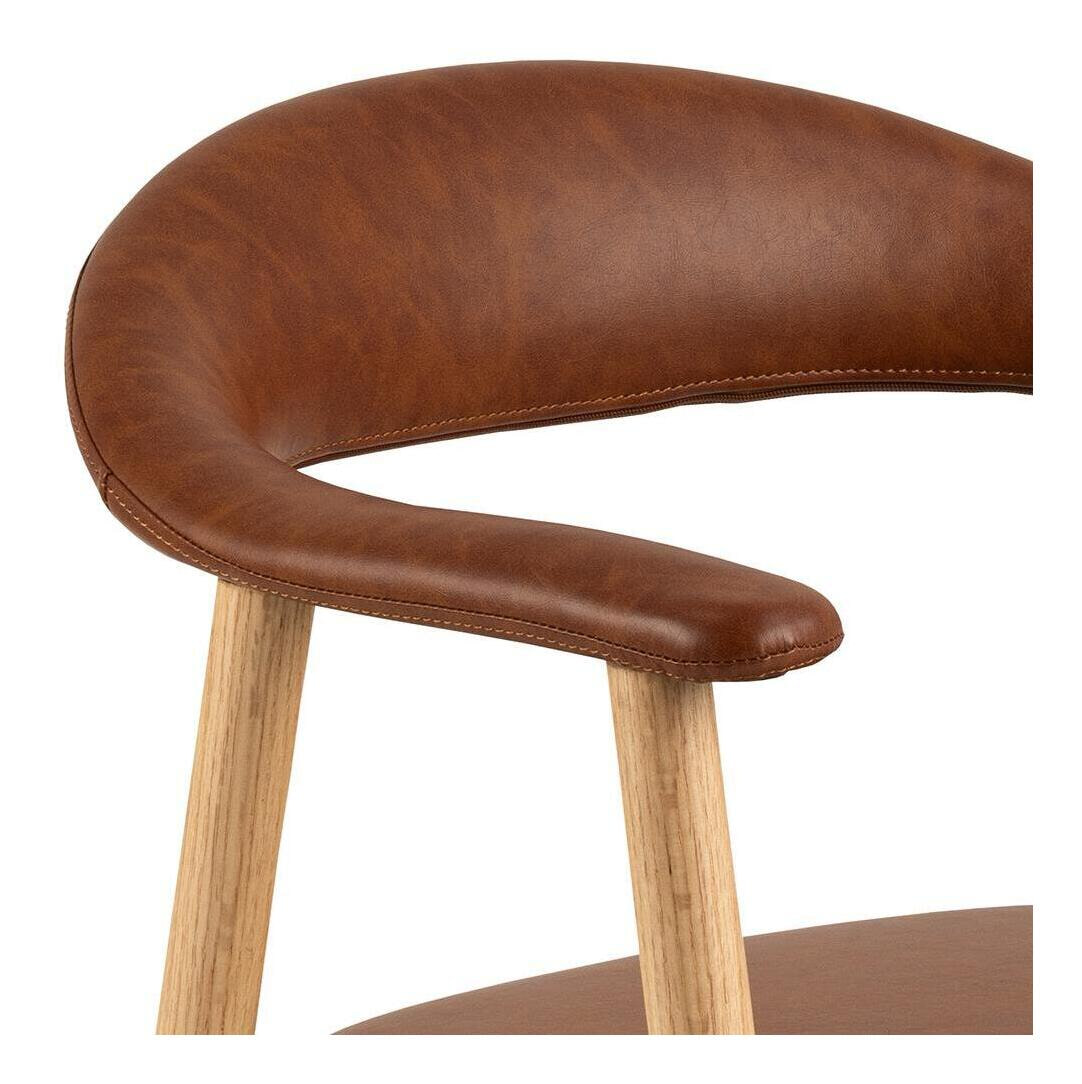 Bendt Eetkamerstoel 'Gerado' Eikenhout en PU leer, kleur Bruin