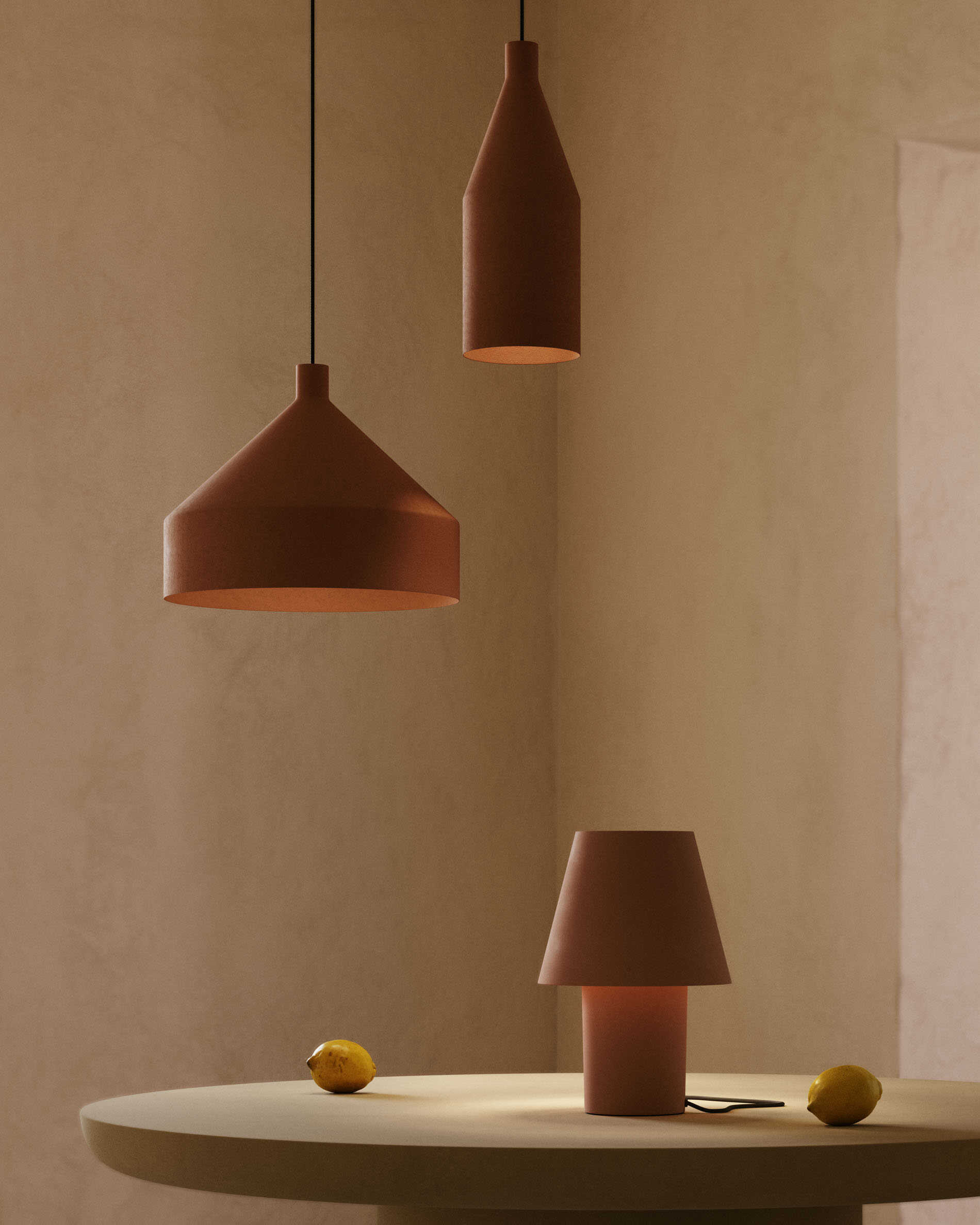 Kave Home Tafellamp 'Canapost' Terracotta look, 30cm hoog