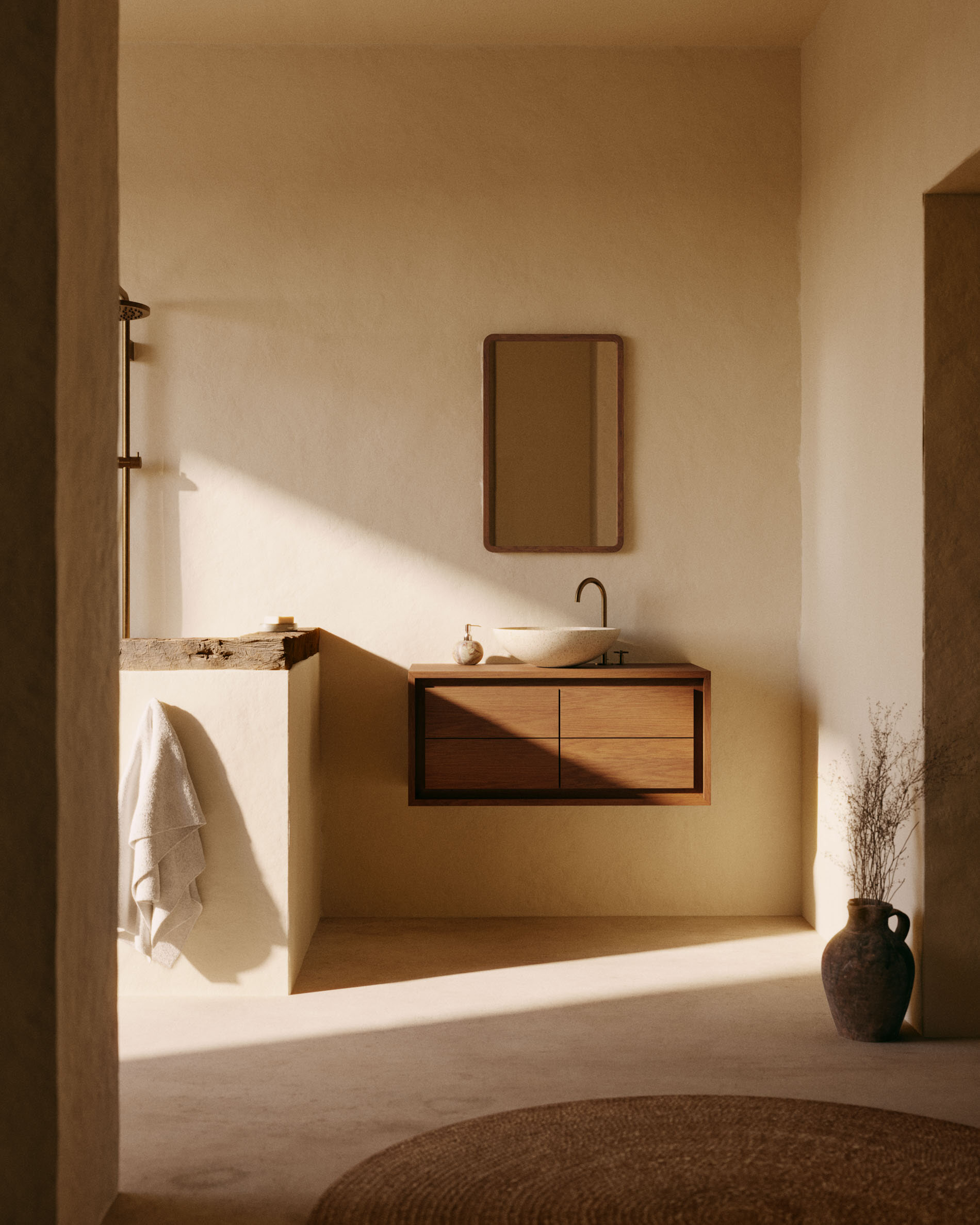 Kave Home Spiegel 'Shamel' Teakhout, 70 x 45cm, kleur Walnoot