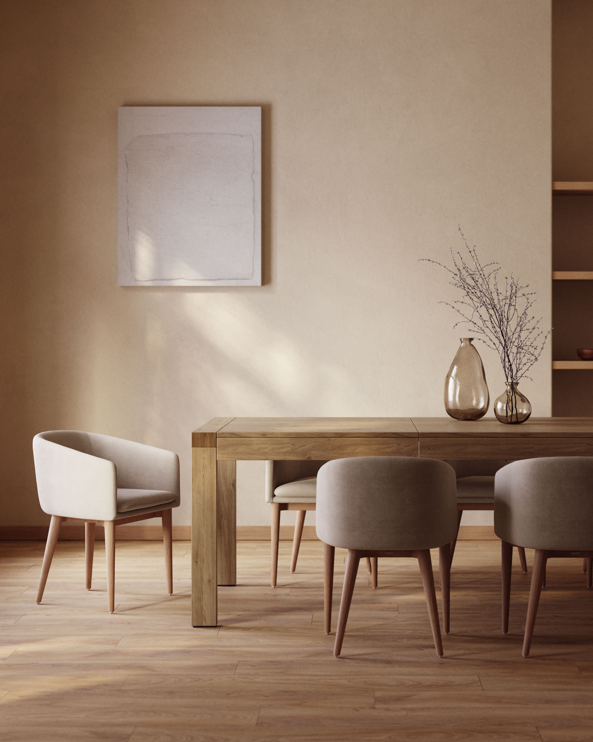 Kave Home Uitschuifbare Eettafel 'Briva' Eiken Naturel, 180 x 90cm