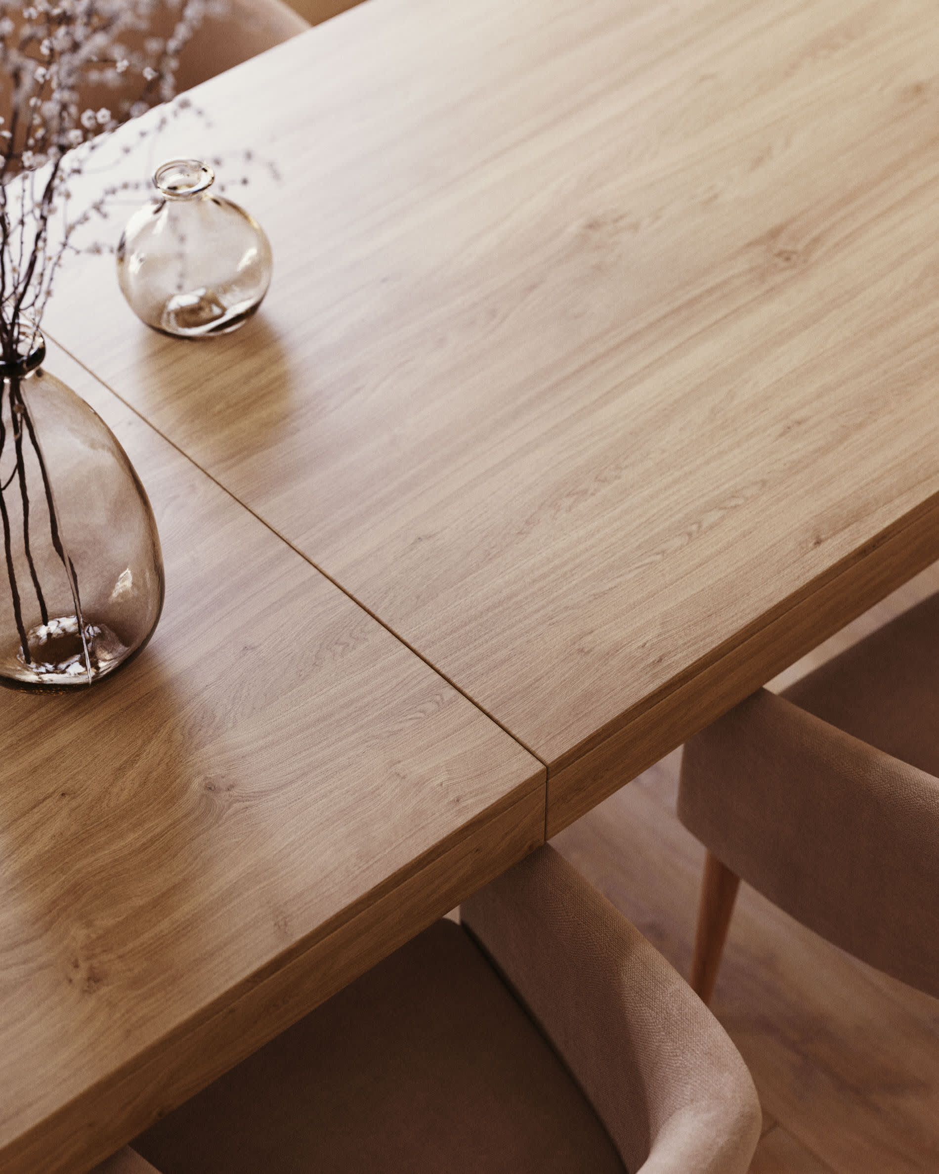 Kave Home Uitschuifbare Eettafel 'Briva' Eiken Naturel, 180 x 90cm