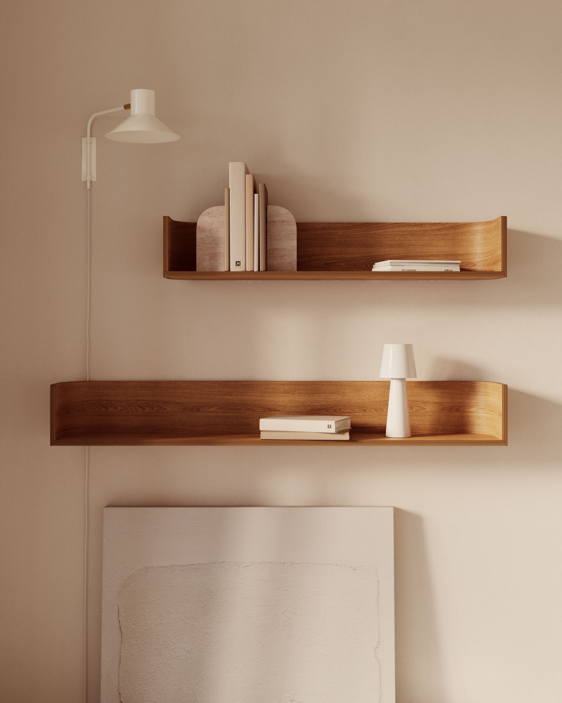 Kave Home Wandplank 'Octavia' Essenhout, 120cm