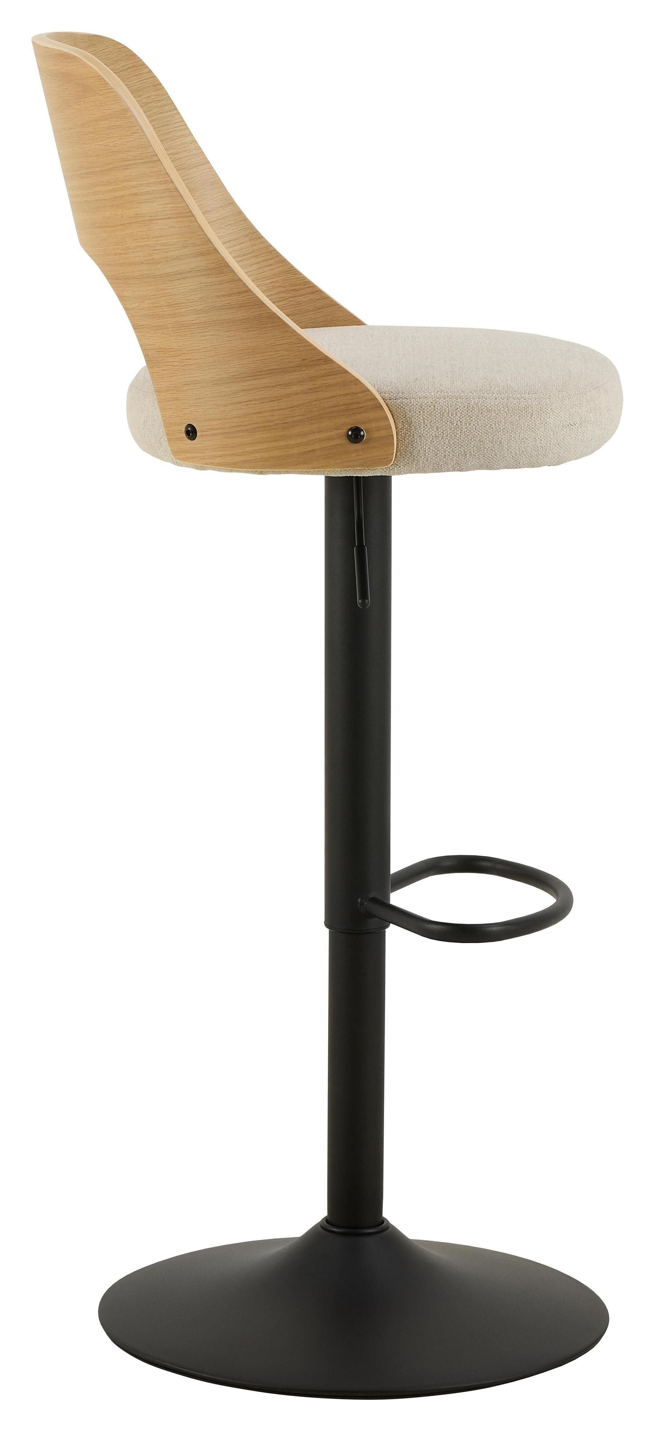 Bendt Draaibare Barkruk 'Vila' kleur Beige/Naturel (zithoogte 62-84cm)